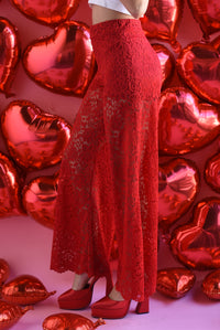 Fashion Styled Pantalón wide leg encaje Rojo