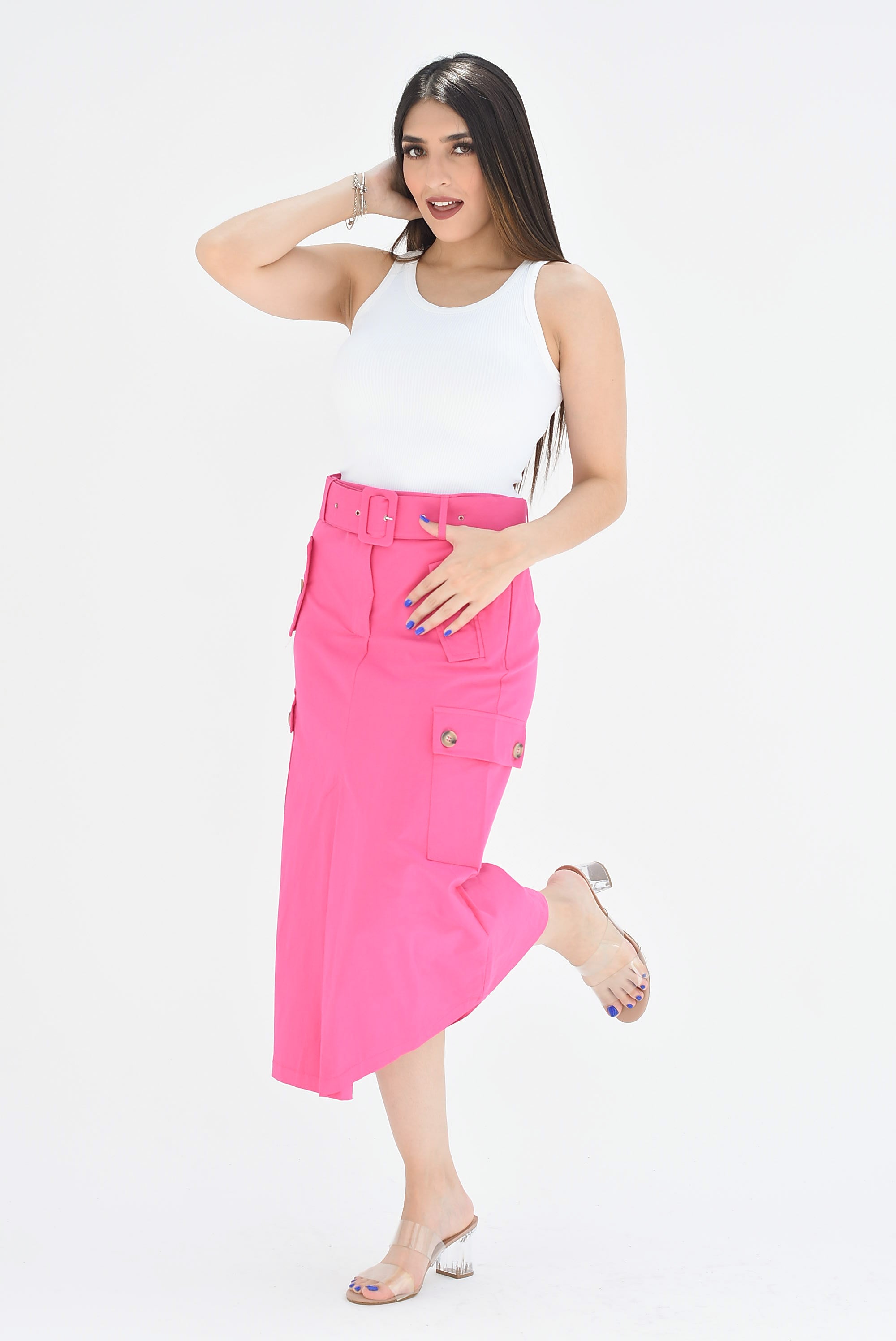 Falda midi cargo cinturón Fiusha