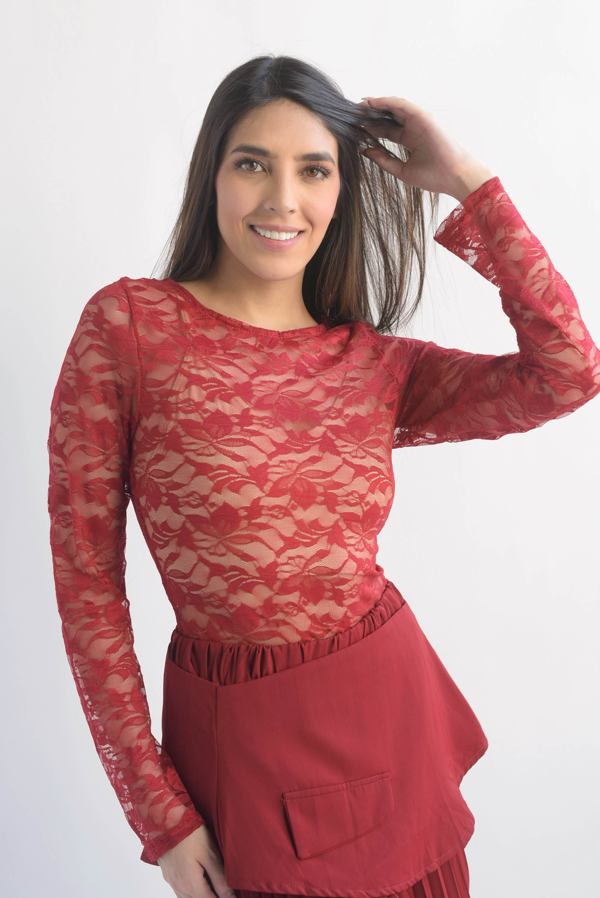 Body encaje manga larga