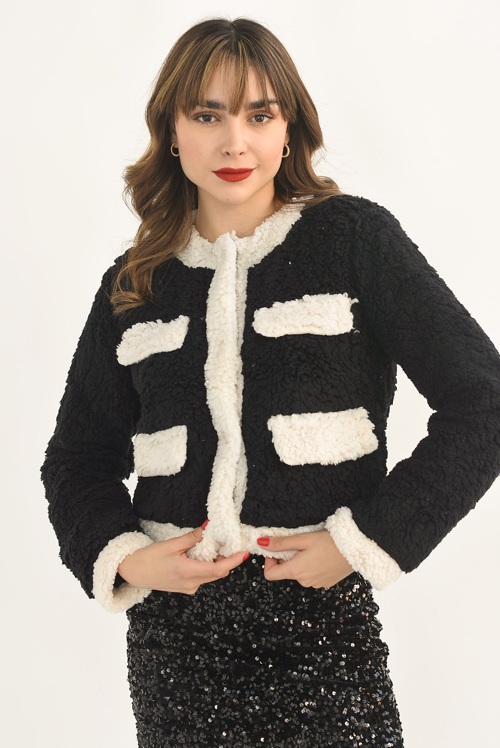 Saco de peluche Negro con Blanco