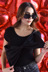 Fashion Styled Blusa maxi moño cruzado Negro