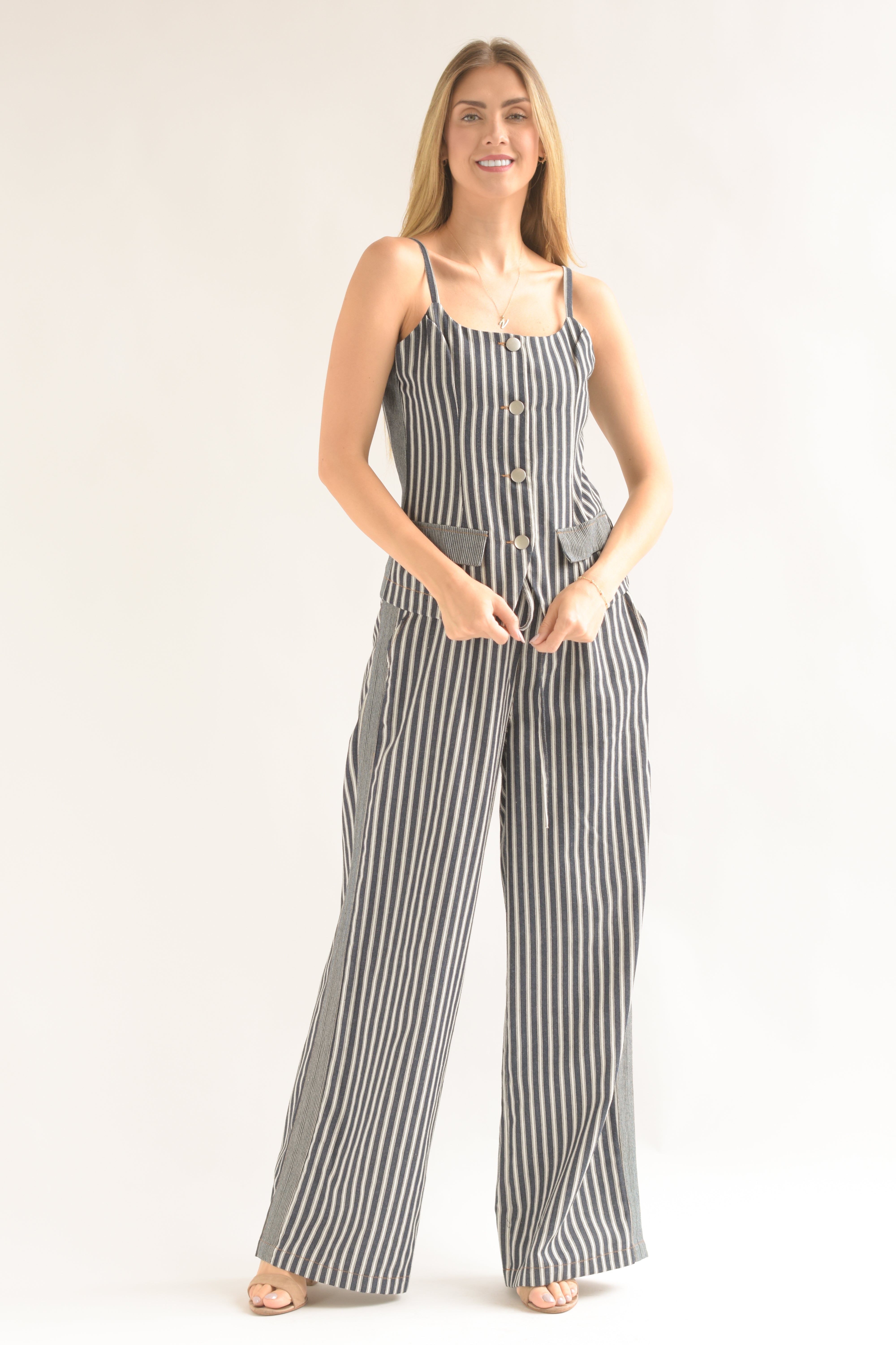 Set Pantalón y Chaleco rayas Denim Dark