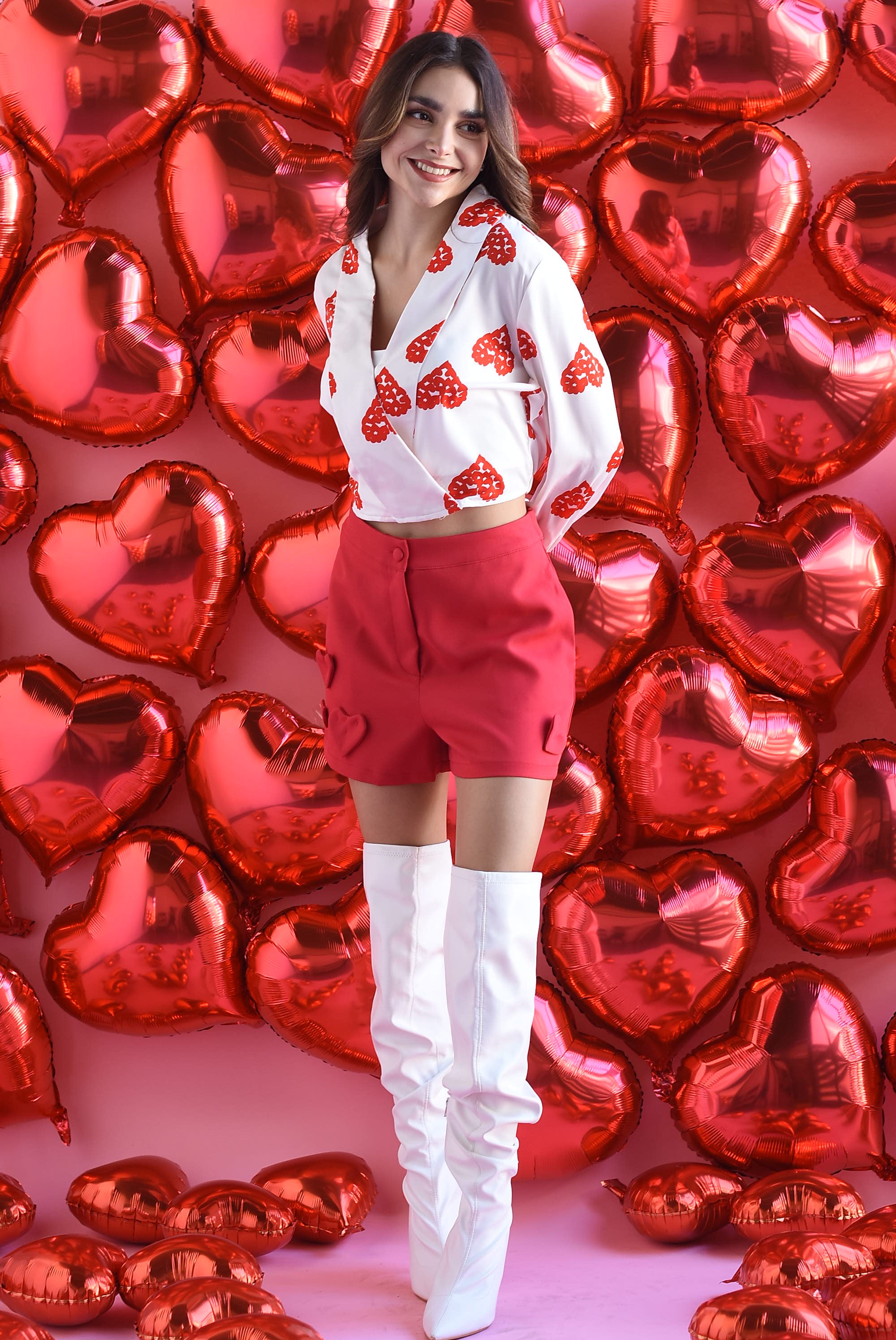 Short corazones Rojo