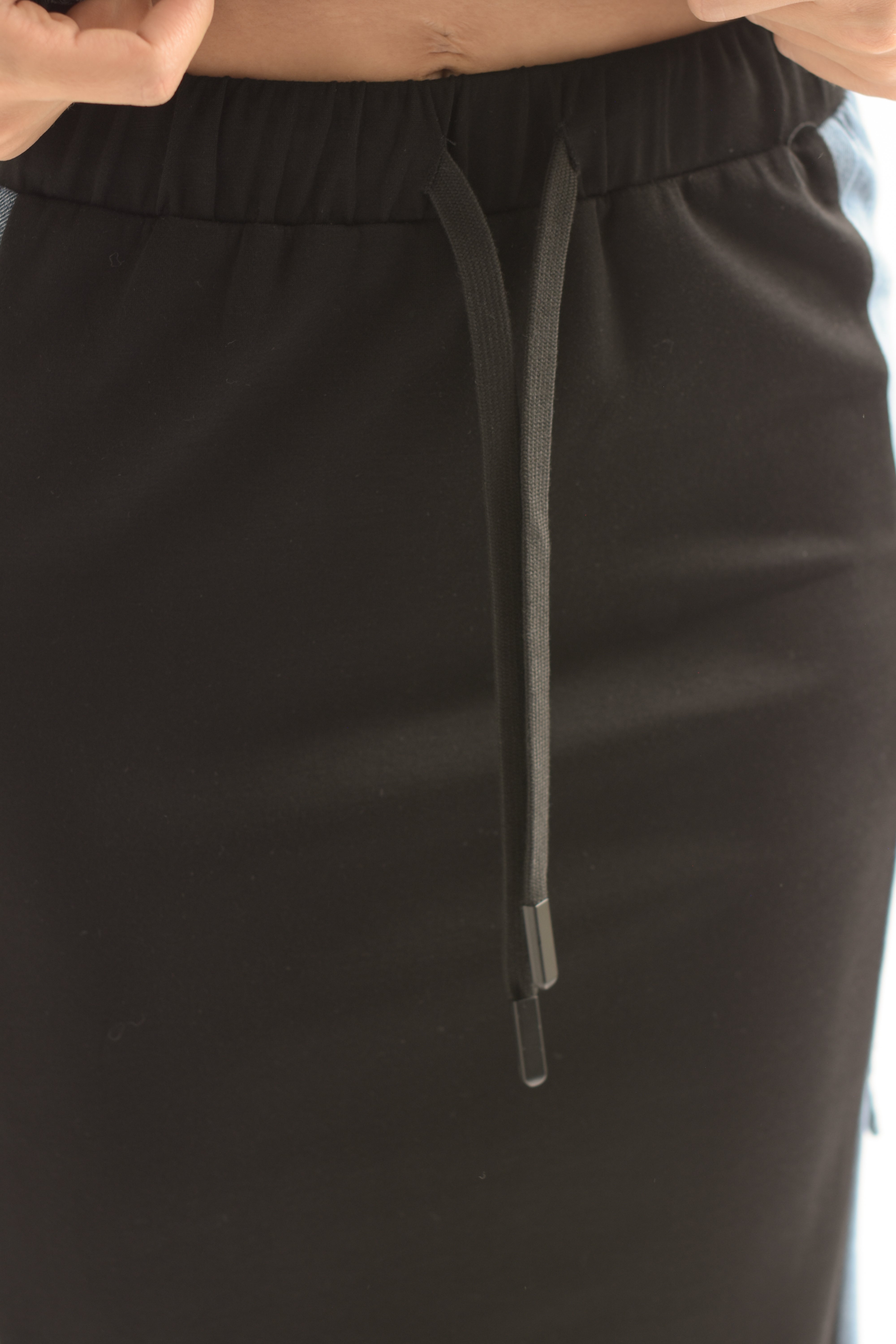 Set Falda recta y Chamarra algodón con denim Negro