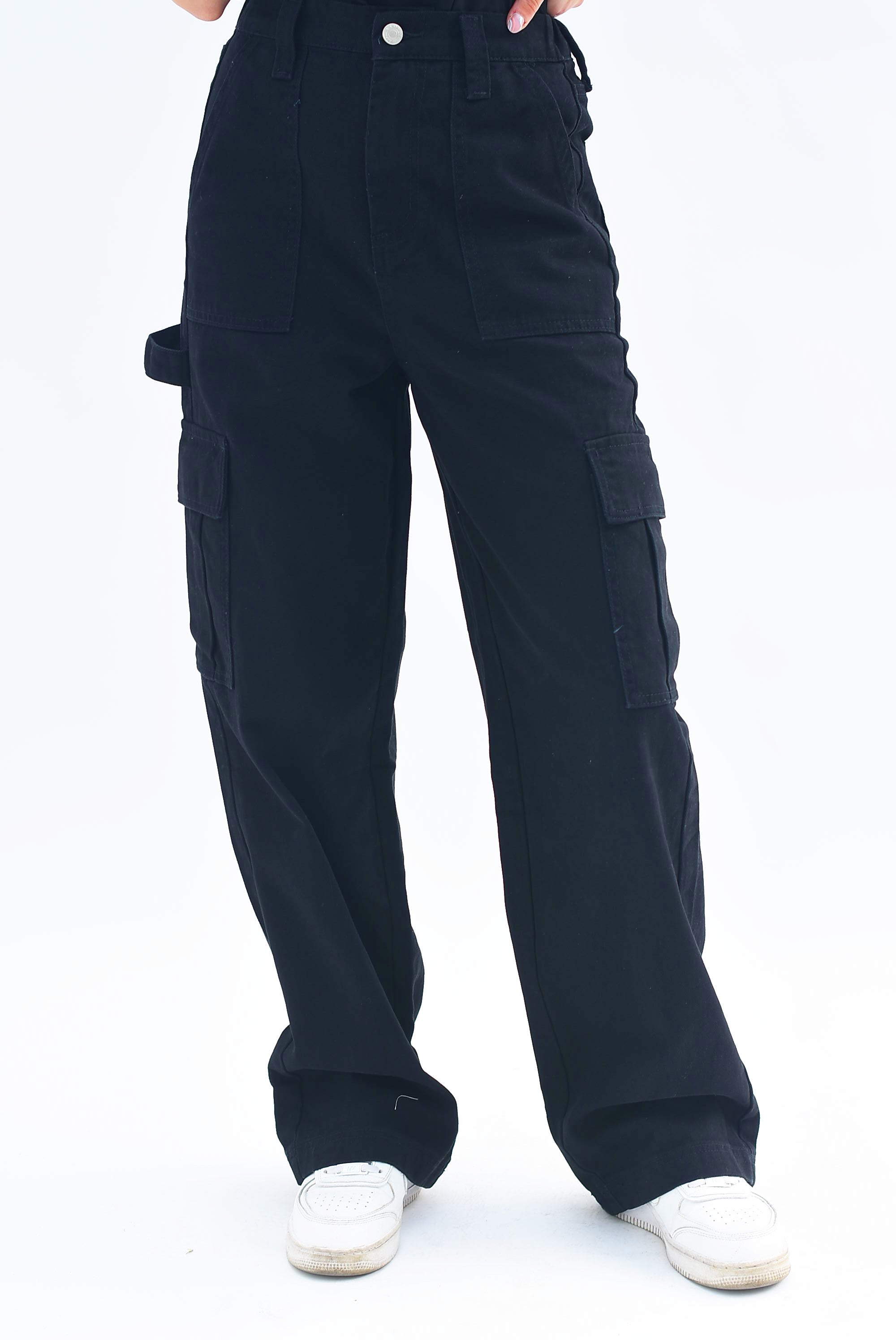 Jeans wide leg cargo Negro