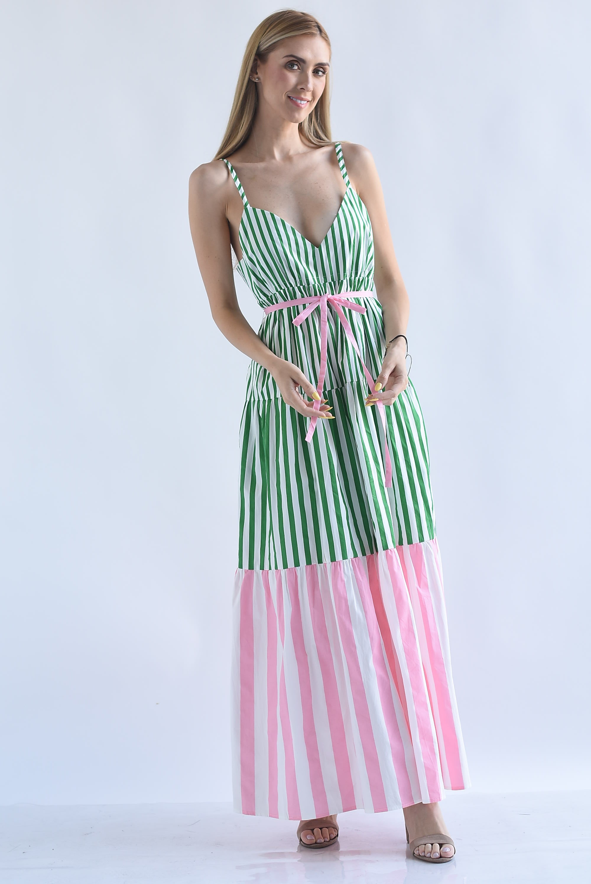 Vestido tirantes rayas bitono