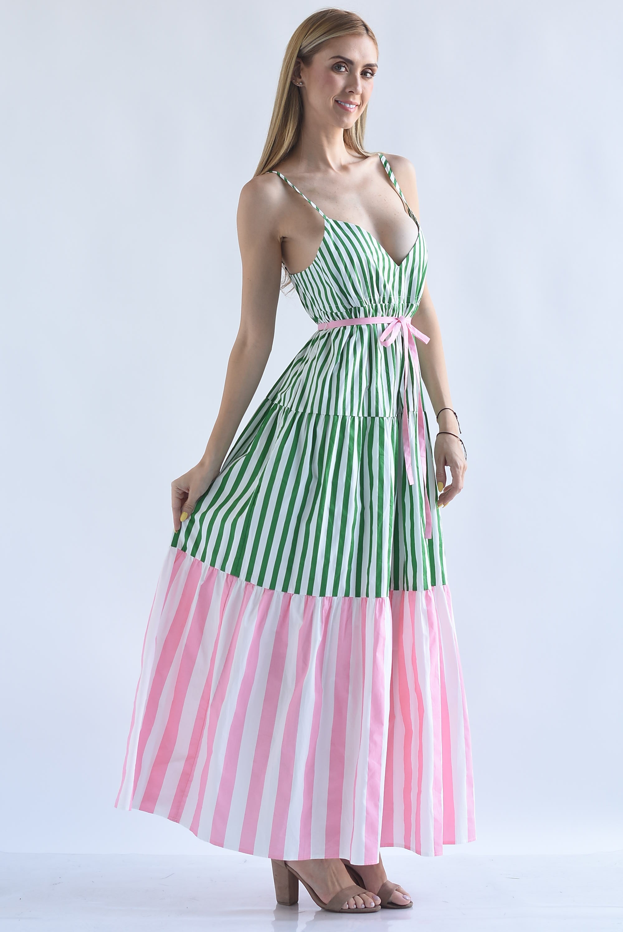 Vestido tirantes rayas bitono
