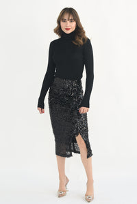 Fashion Styled Falda lentejuela y escarola Negra