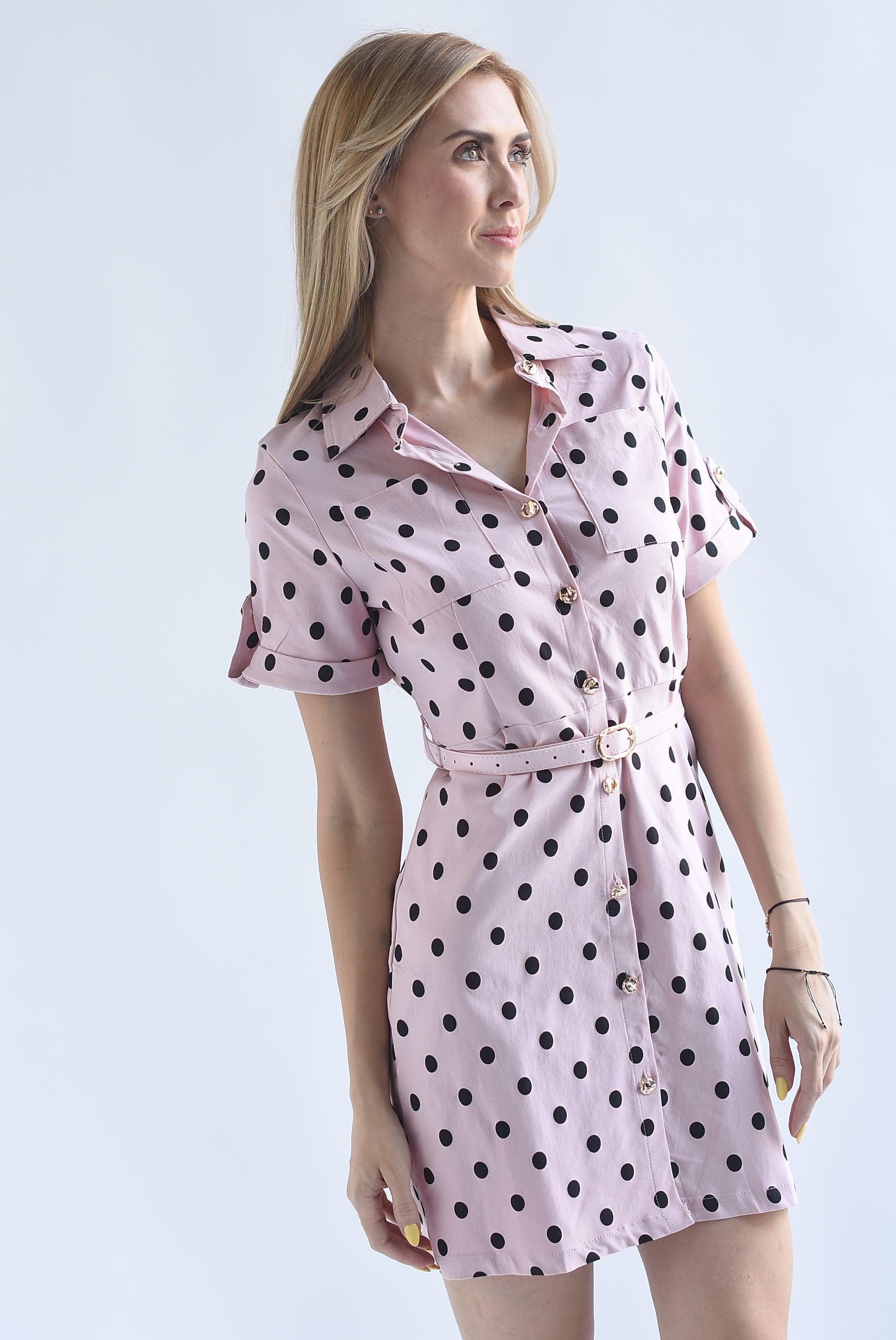 Vestido Denim polka dots