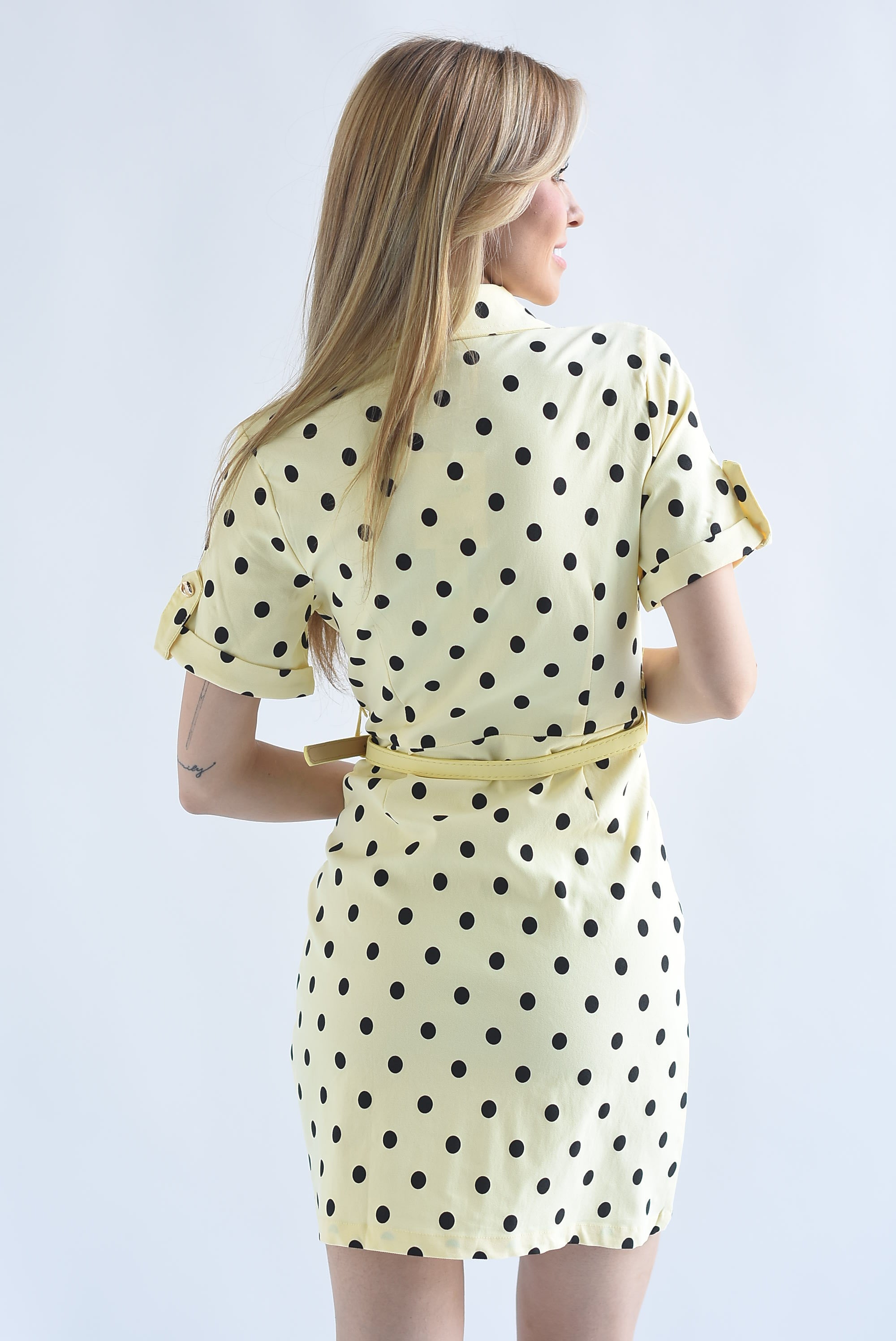 Vestido Denim polka dots