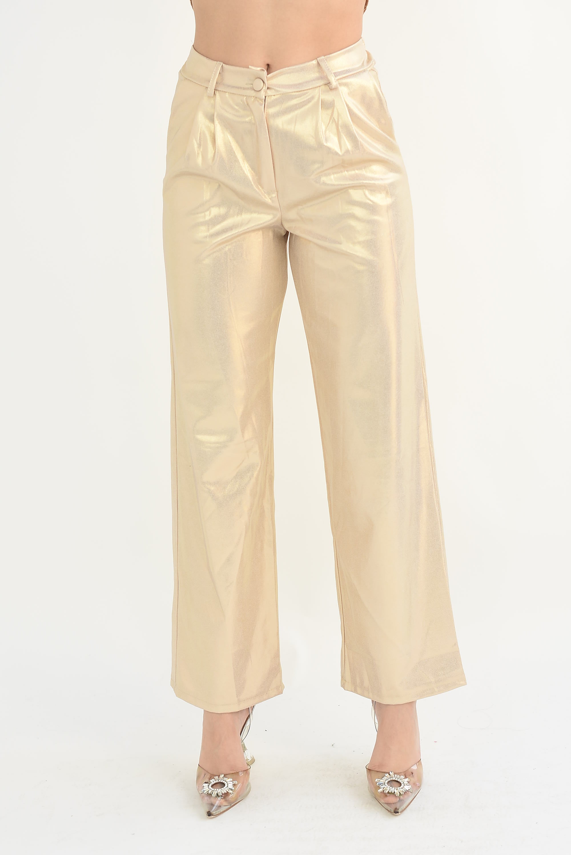 Pantalón de vestir foil Dorado