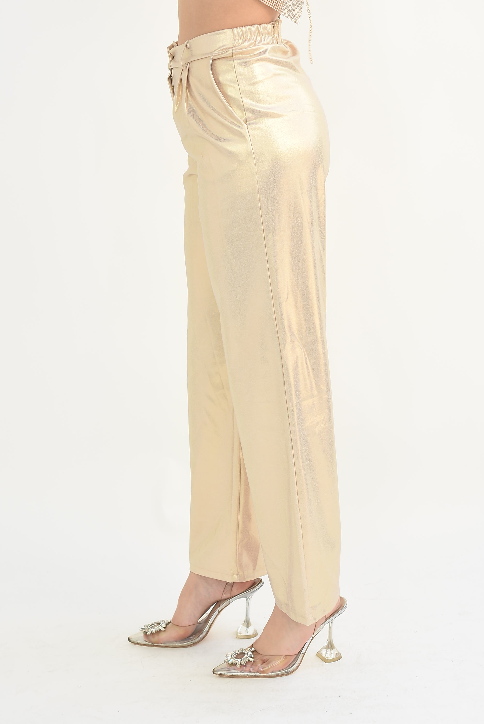 Pantalón de vestir foil Dorado