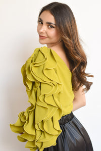 Fashion Styled Blusa asimétrica Escarola Lime