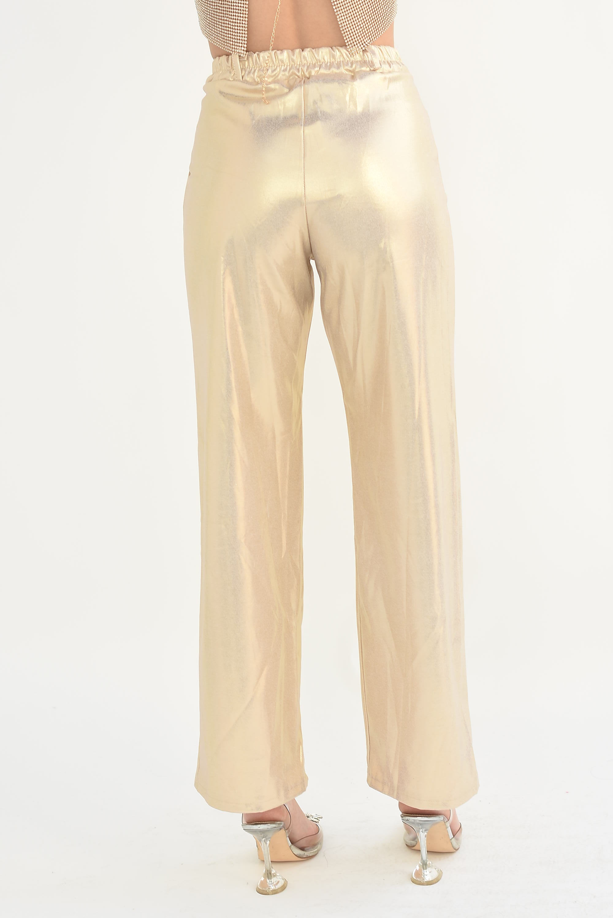 Pantalón de vestir foil Dorado