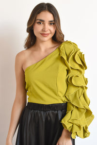 Fashion Styled Blusa asimétrica Escarola Lime