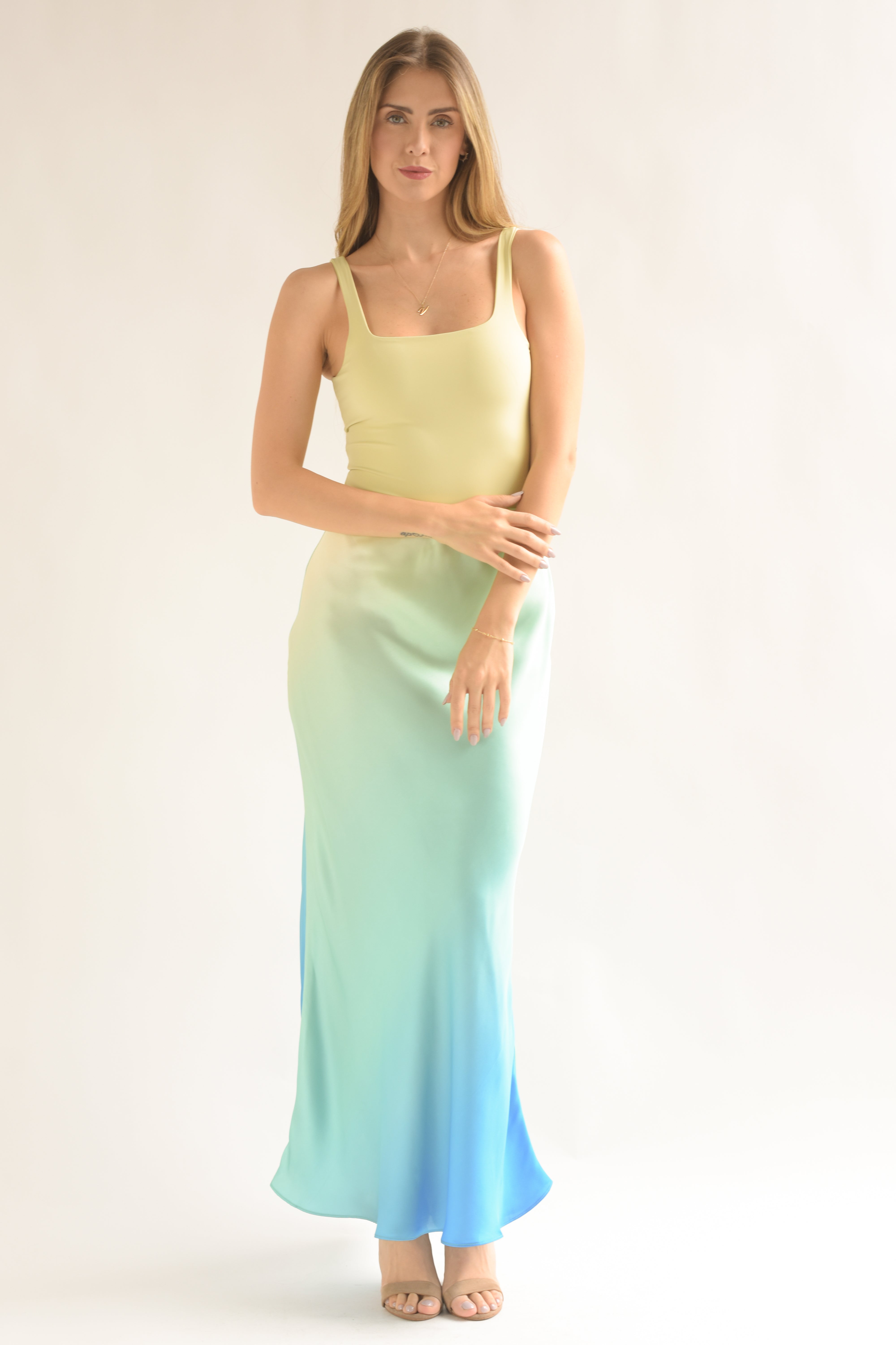 Falda larga lencera degradado Aqua