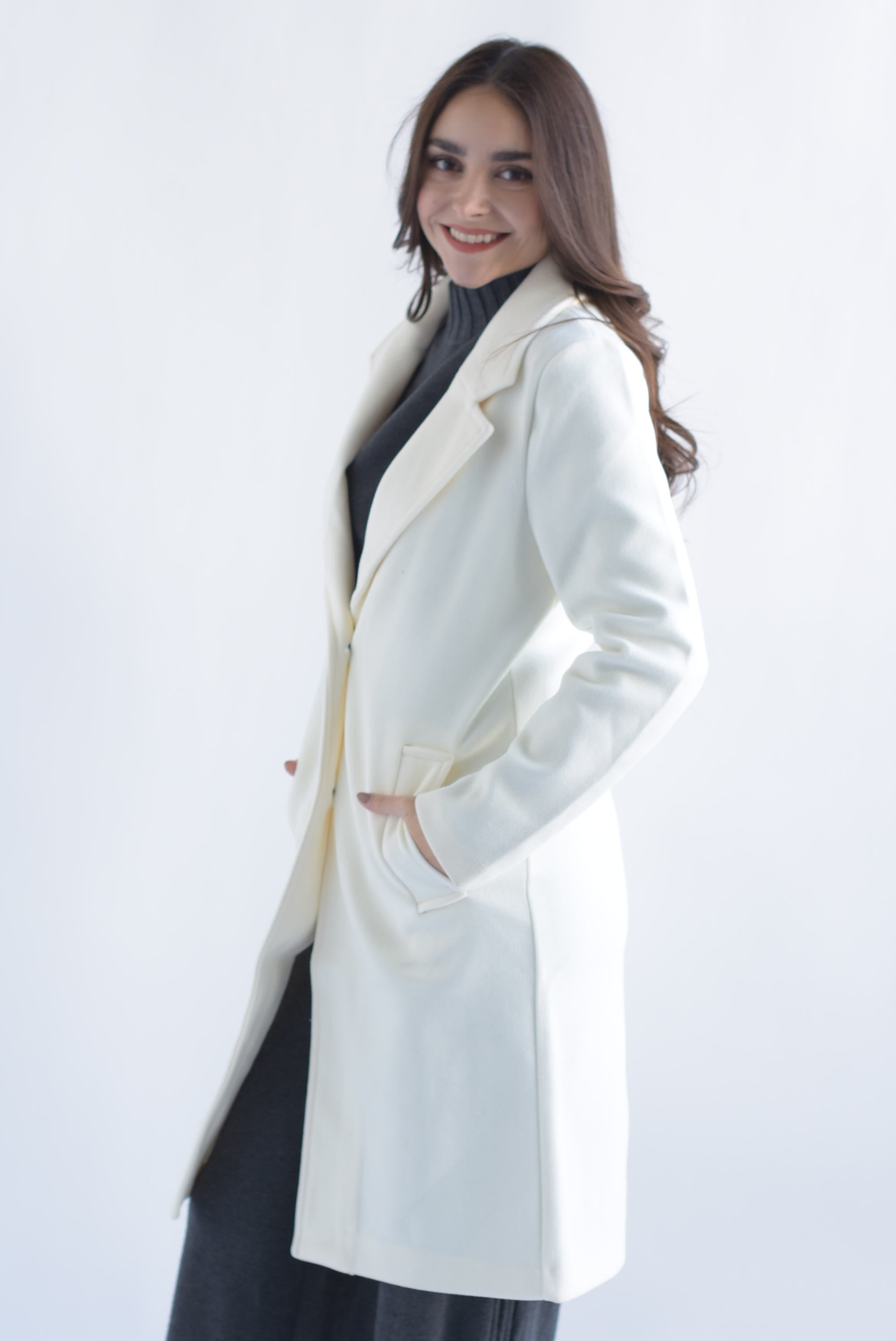 Abrigo fleece bolsillos Ivory