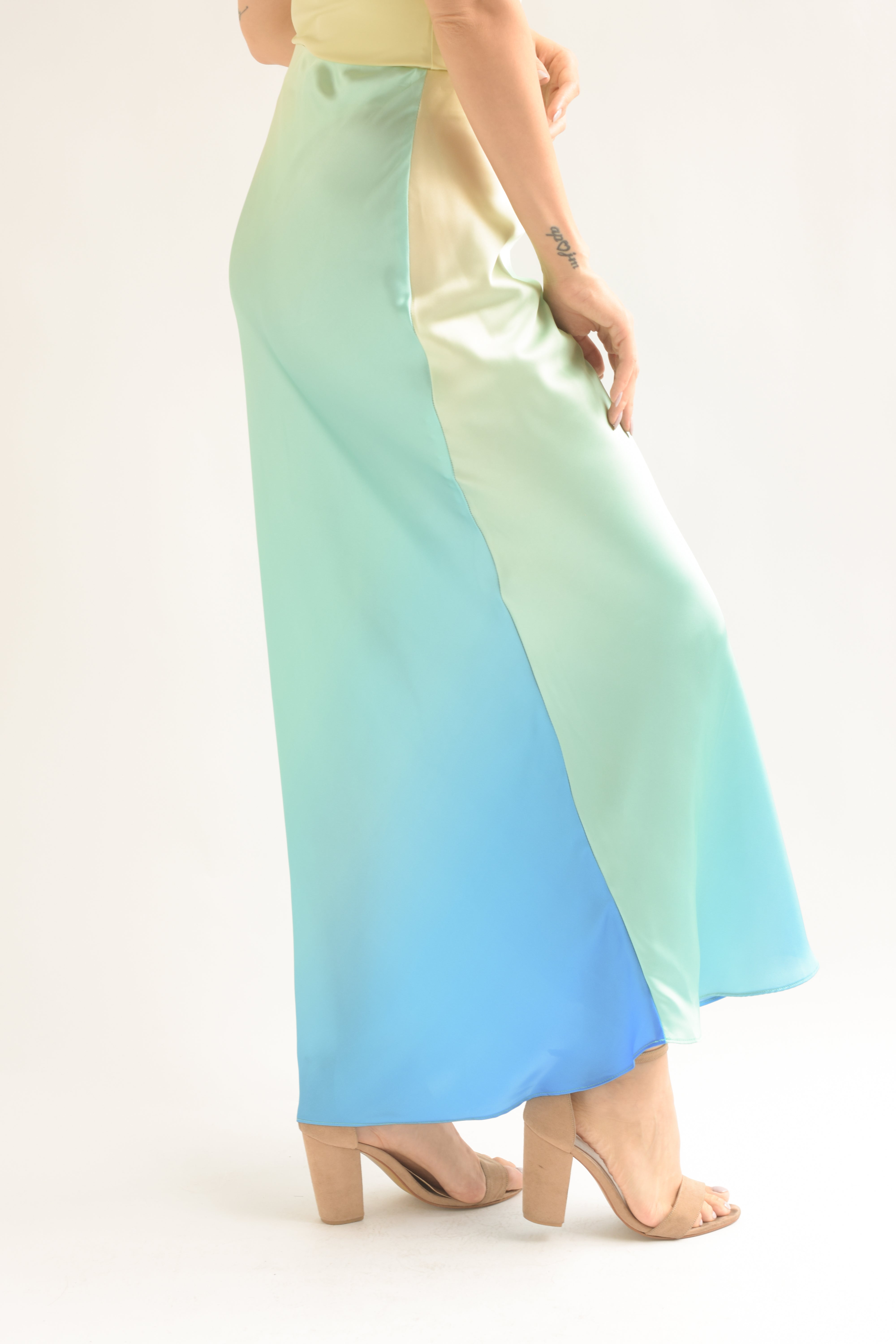 Falda larga lencera degradado Aqua