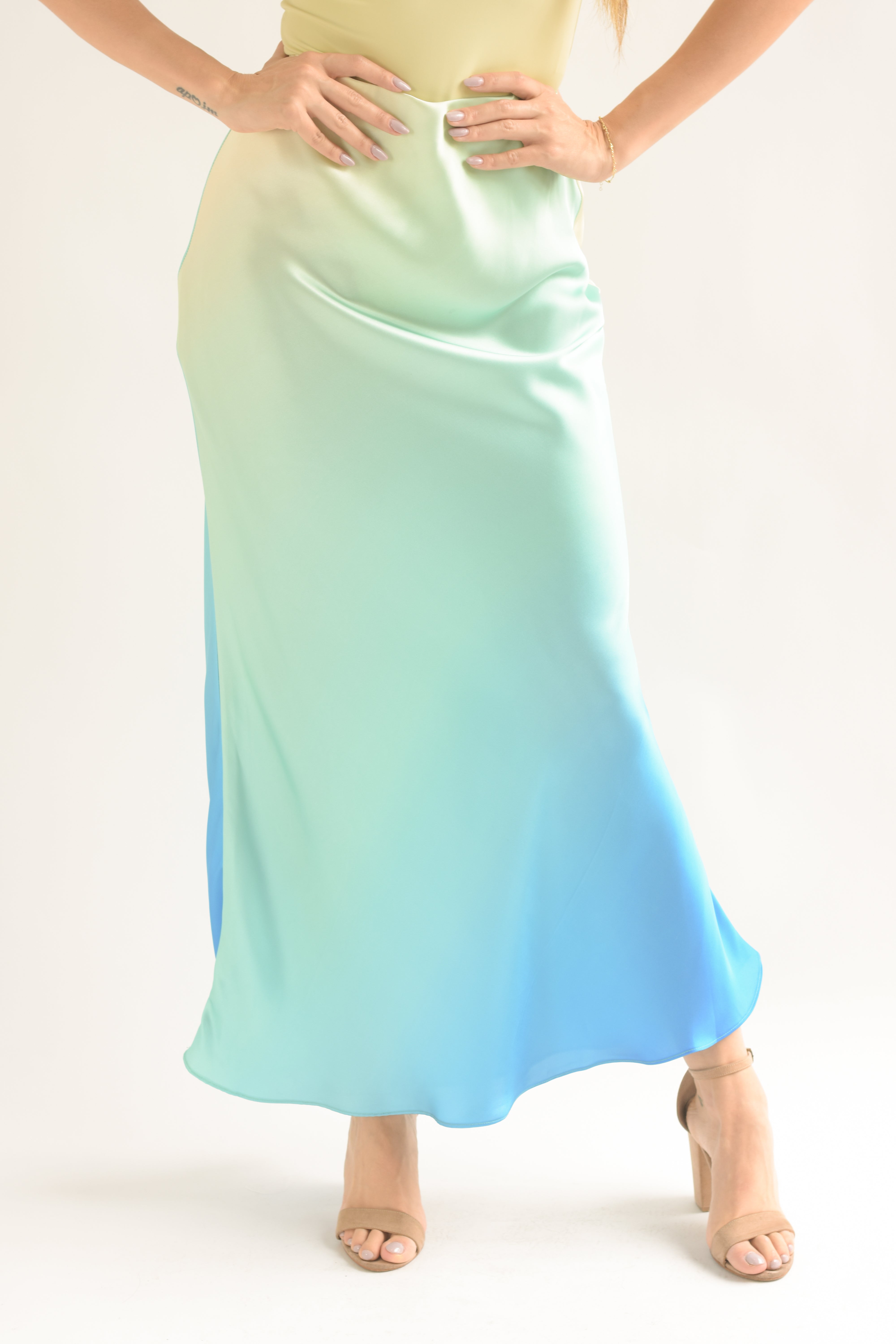 Falda larga lencera degradado Aqua