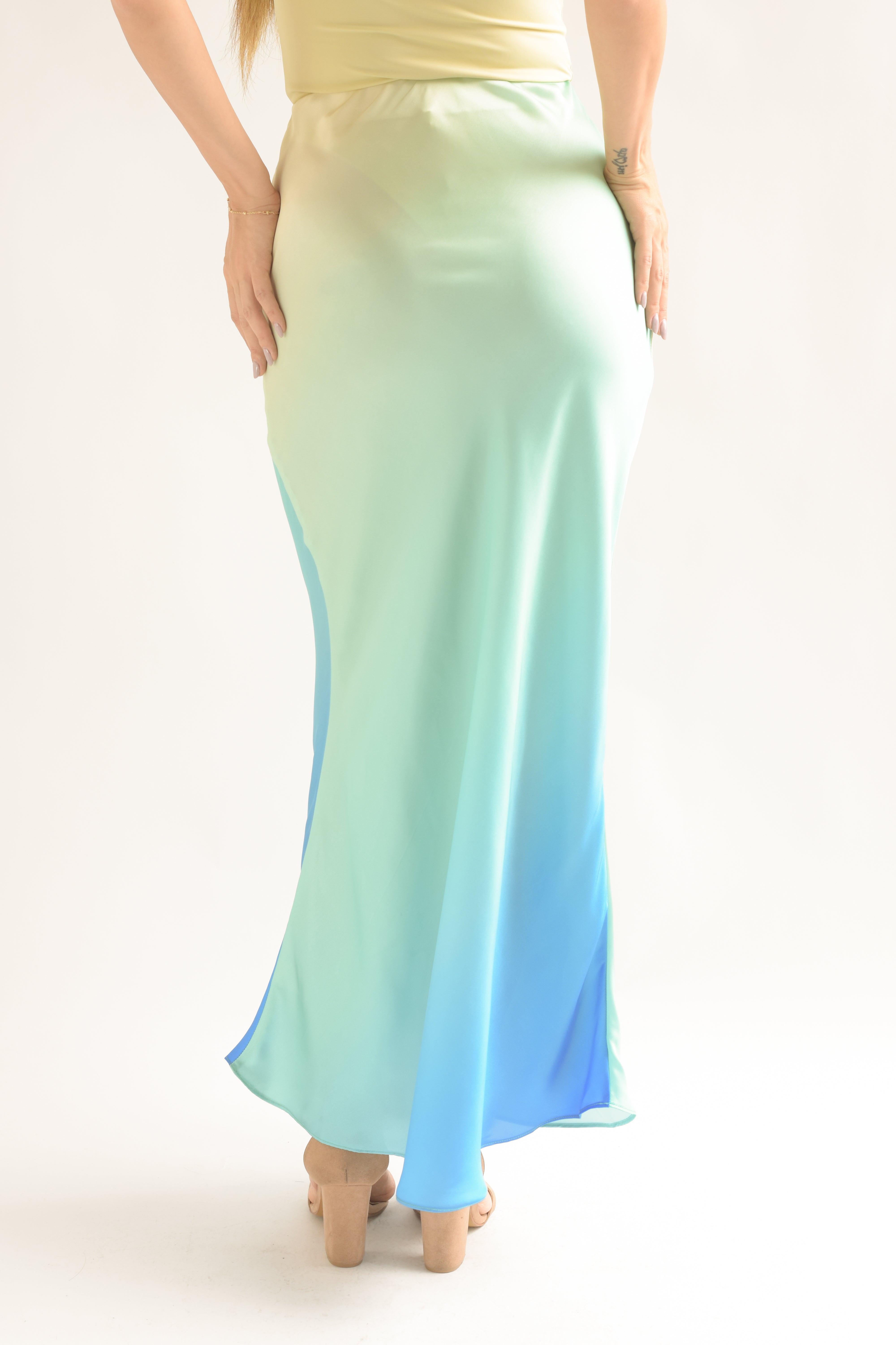 Falda larga lencera degradado Aqua