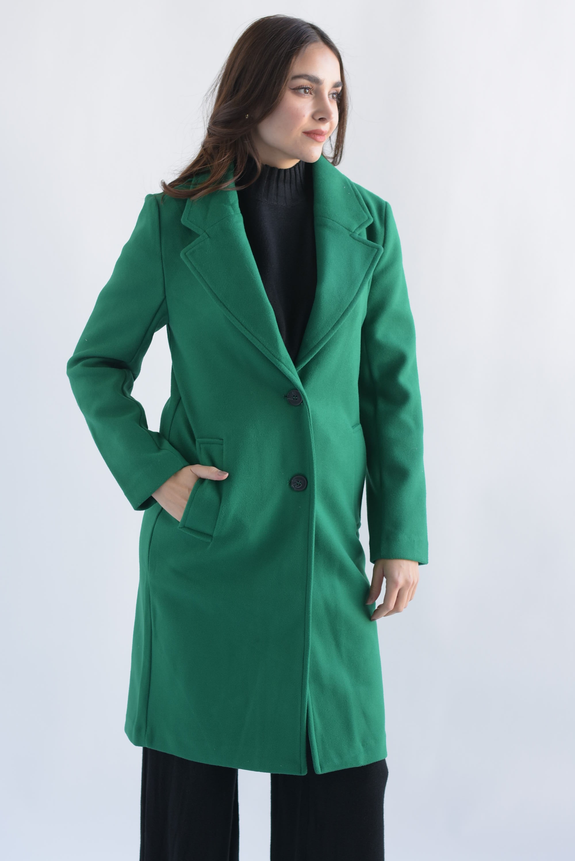 Abrigo fleece bolsillos Verde