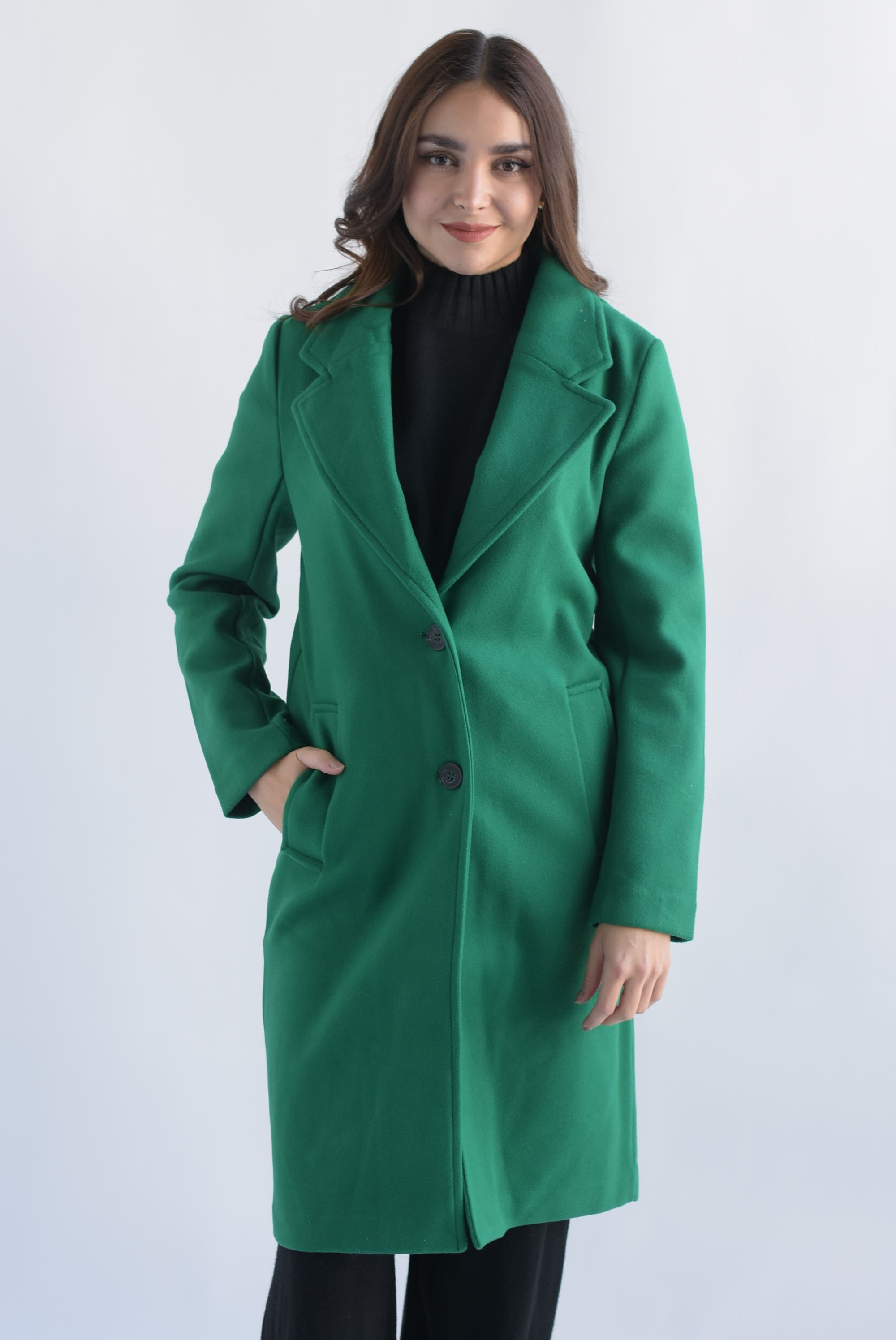 Abrigo fleece bolsillos Verde