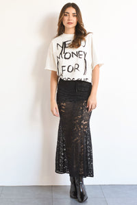 Fashion Styled Falda larga encaje con forro Negro