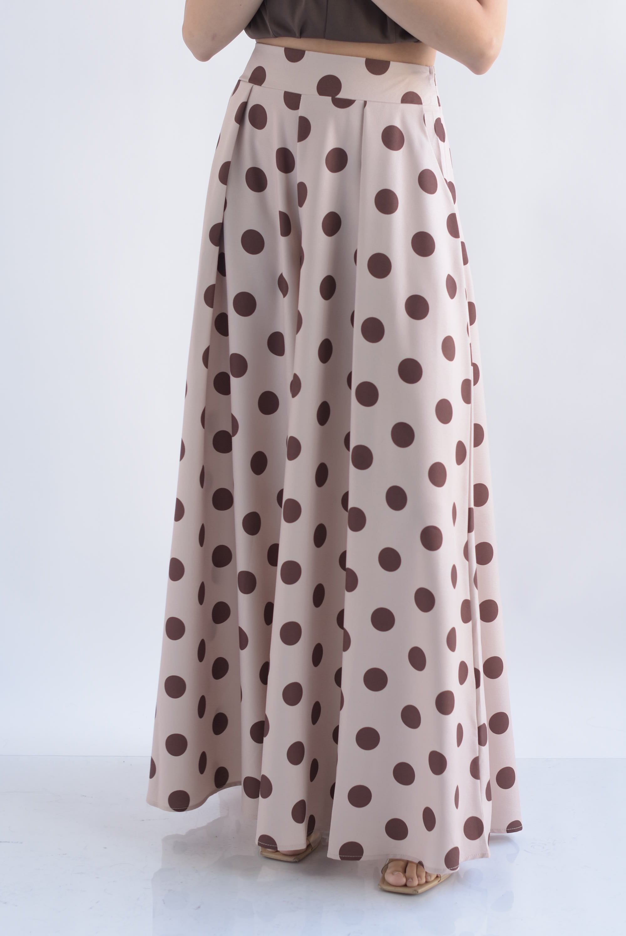 Pantalón sastre pata de elefante polka dots Moka