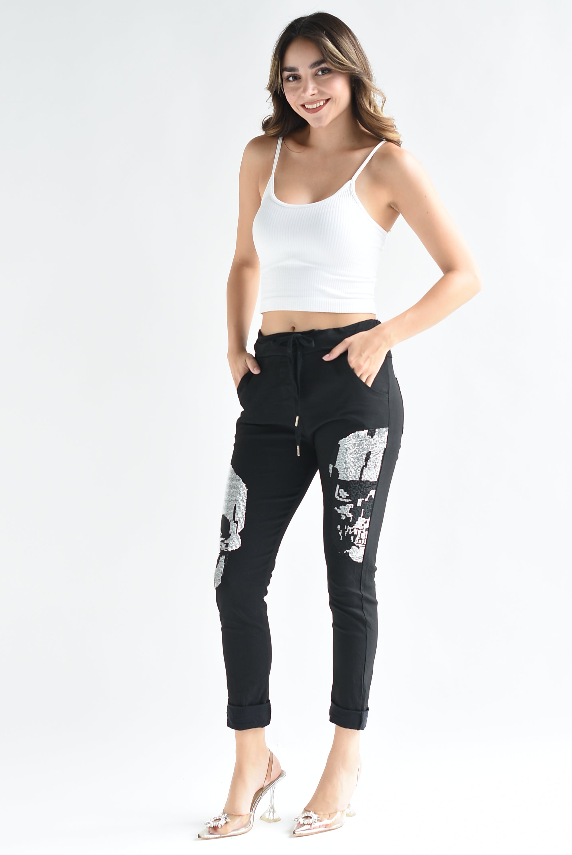 Jogger italiano calaveras Negro