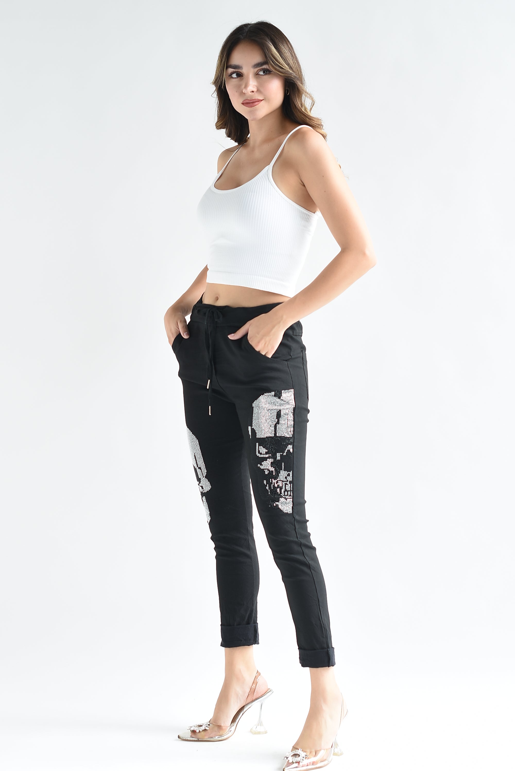 Jogger italiano calaveras Negro