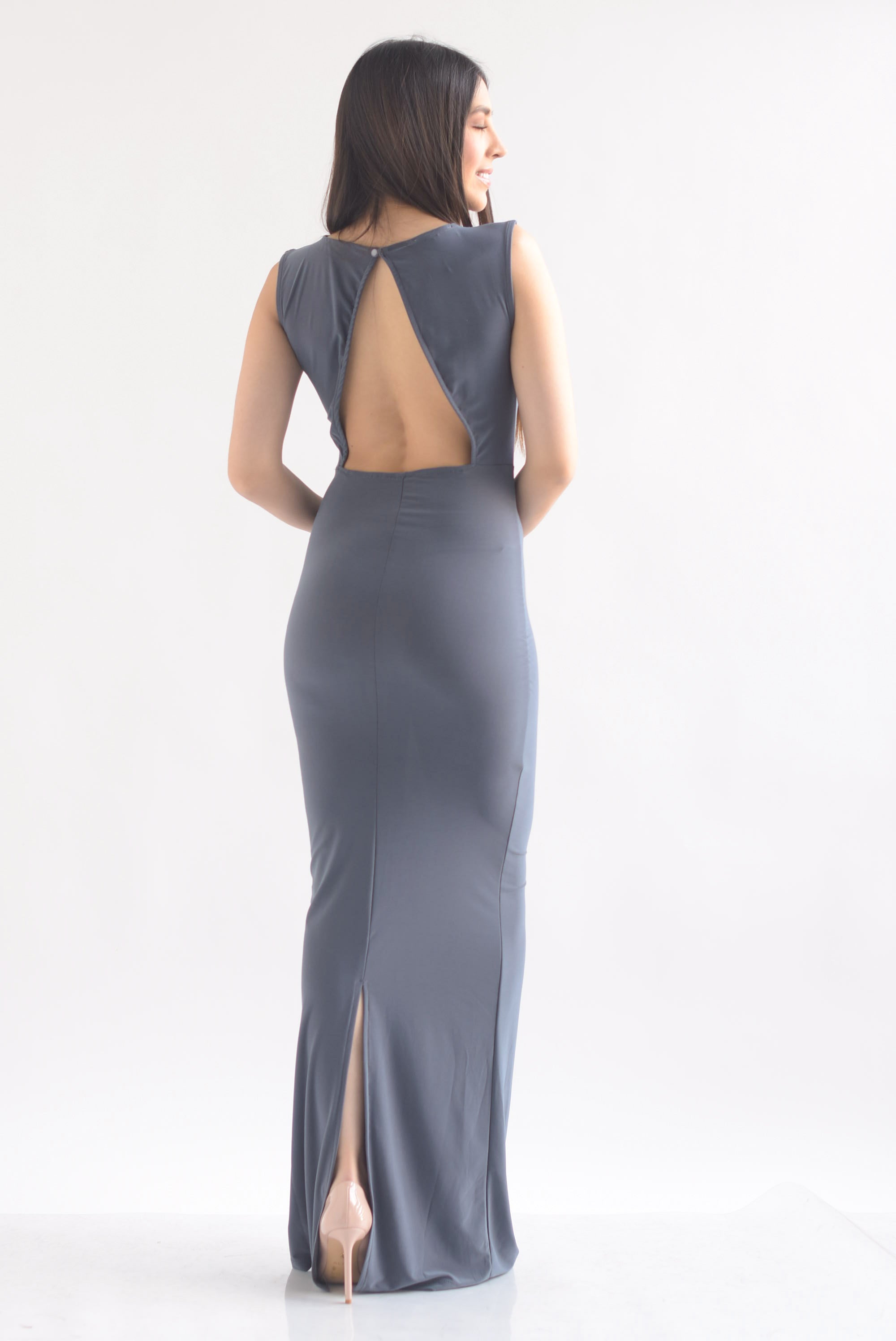 Vestido largo cut-out espalda licra
