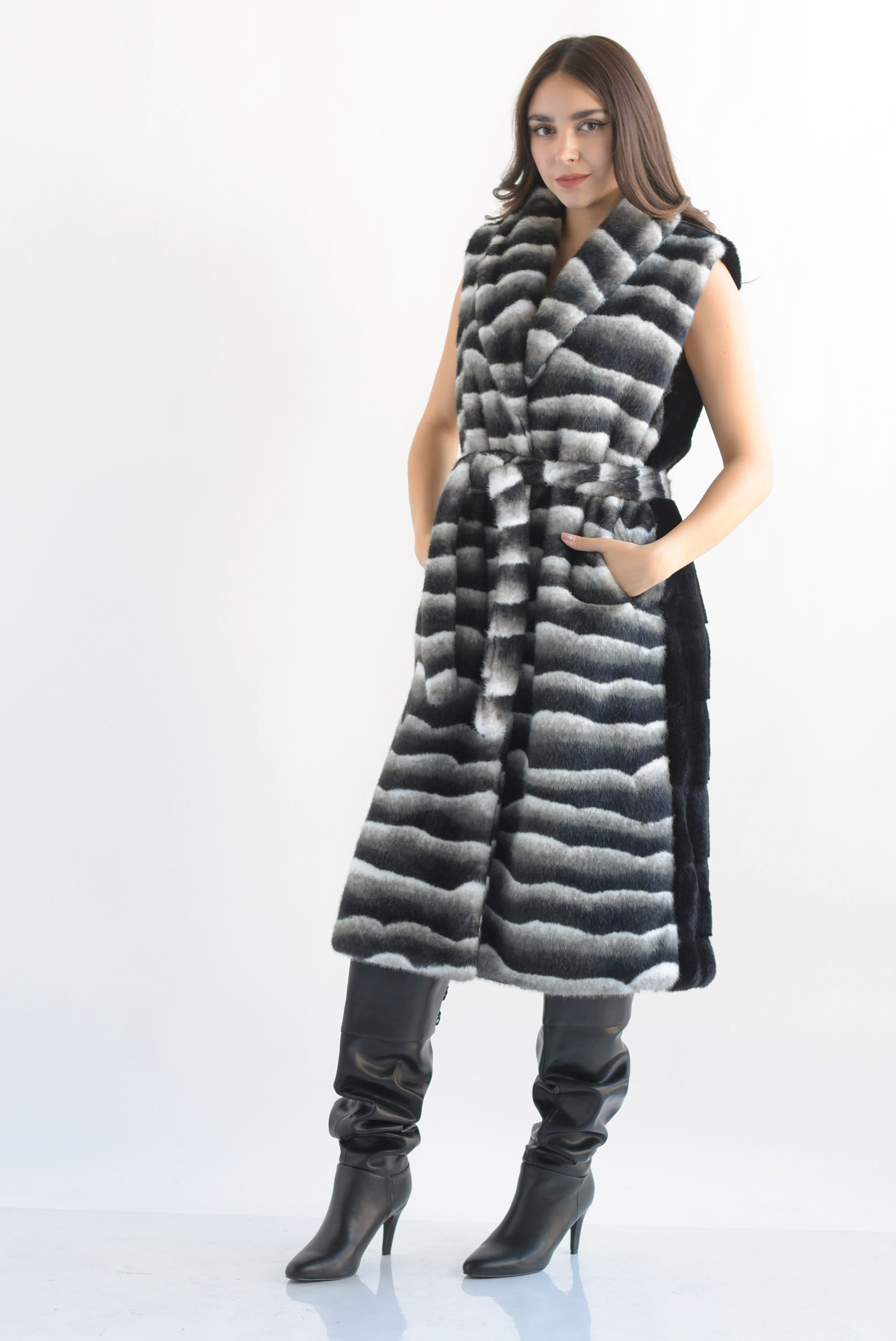 Chaleco largo faux fur Zebra