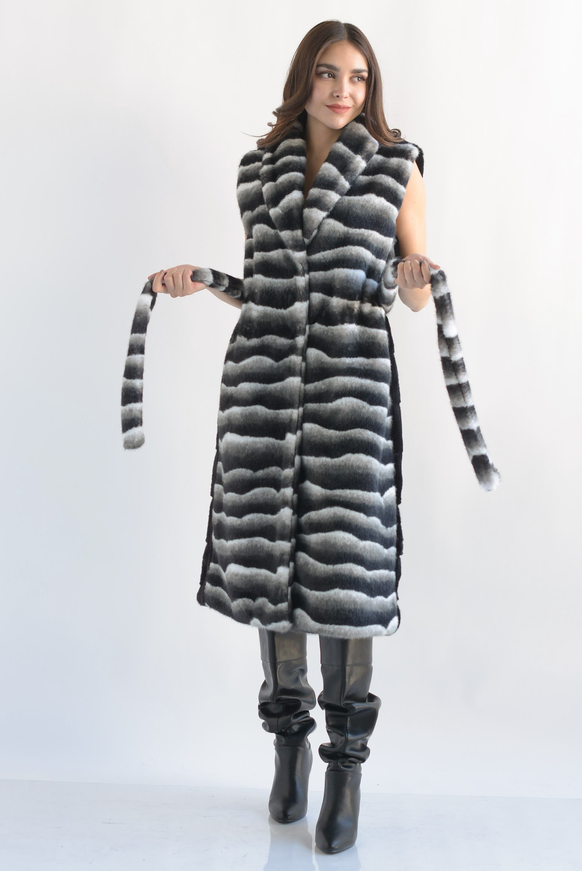 Chaleco largo faux fur Zebra