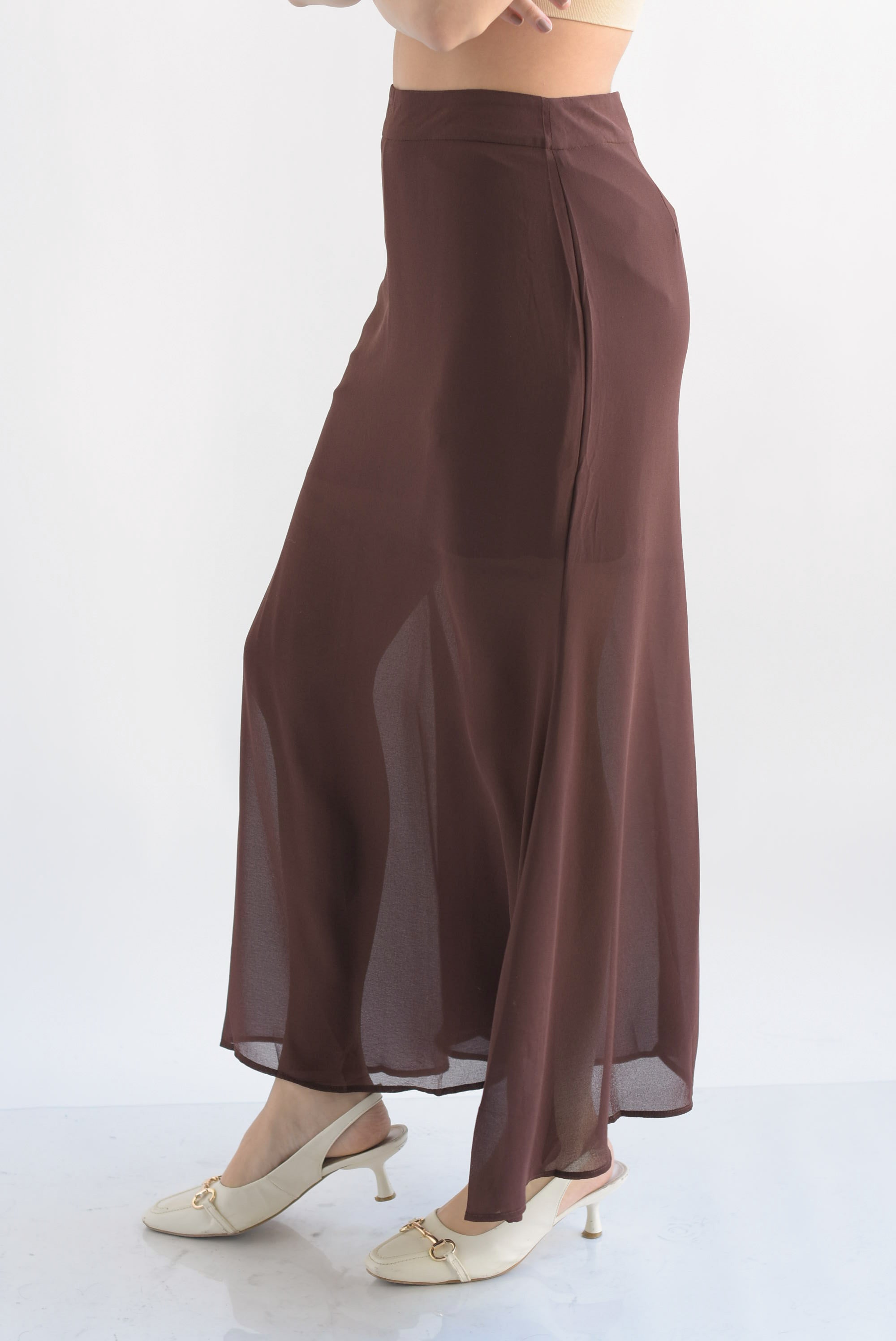 Falda sirena gasa con short Espresso