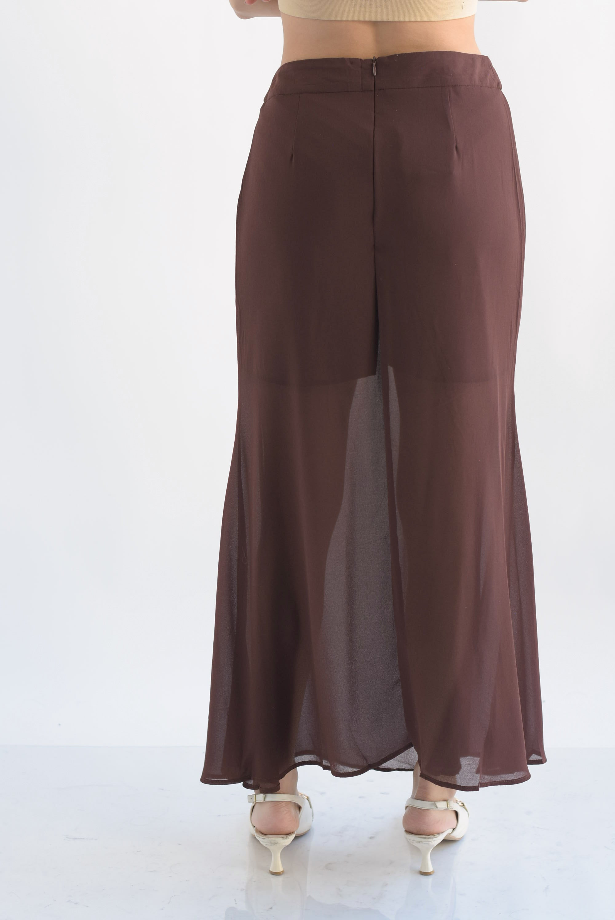 Falda sirena gasa con short Espresso