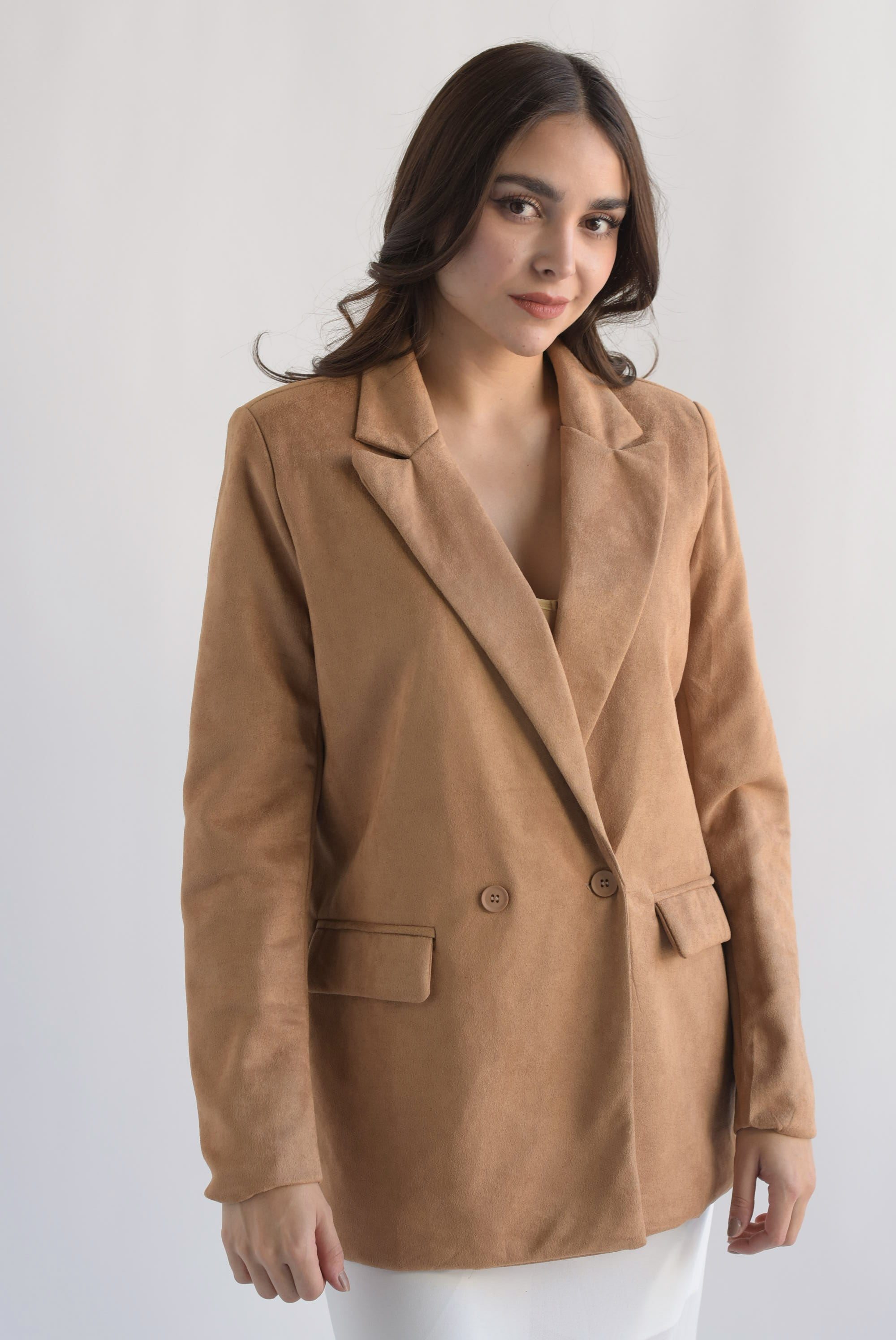 Blazer cruzado suede Camel