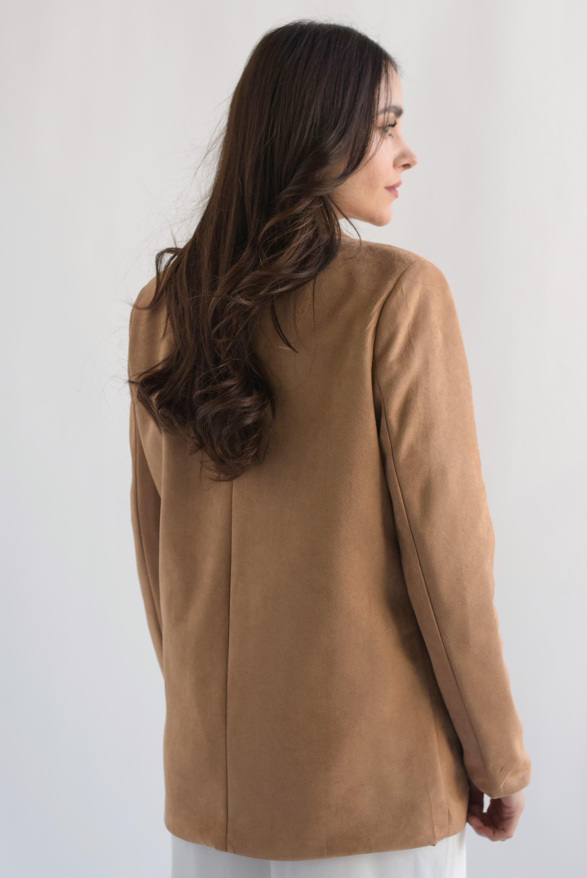 Blazer cruzado suede Camel