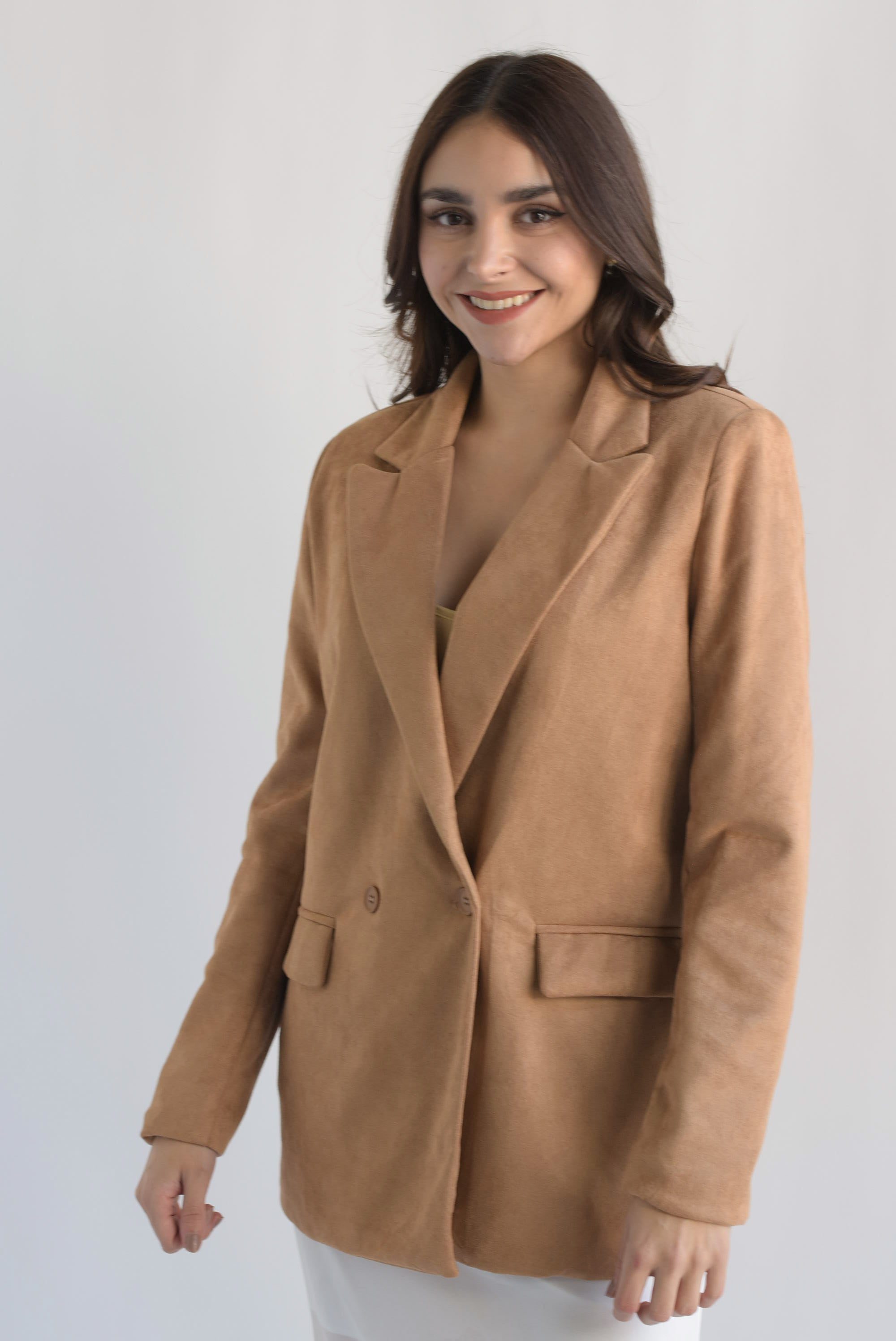 Blazer cruzado suede Camel