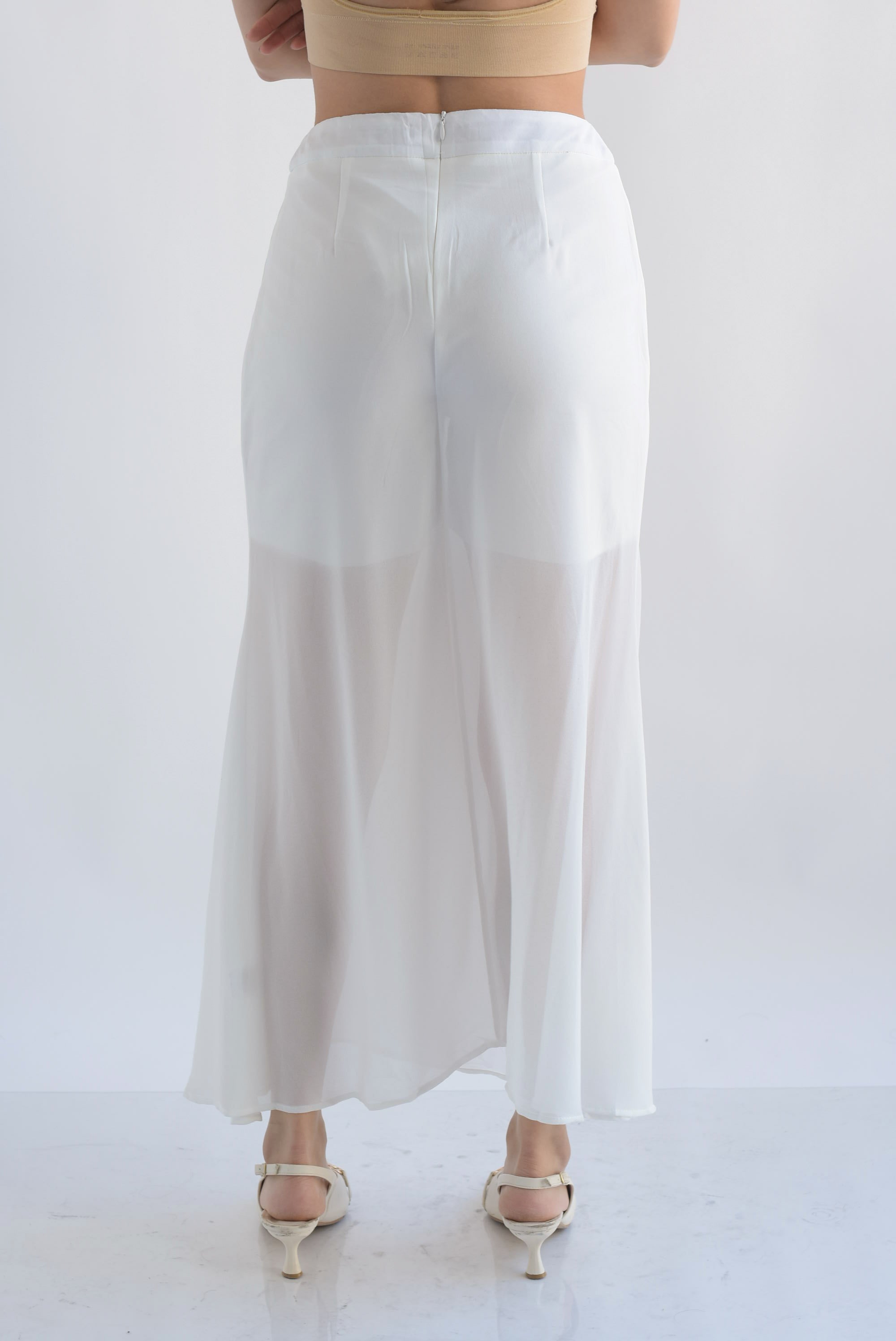 Falda sirena gasa con short Blanco