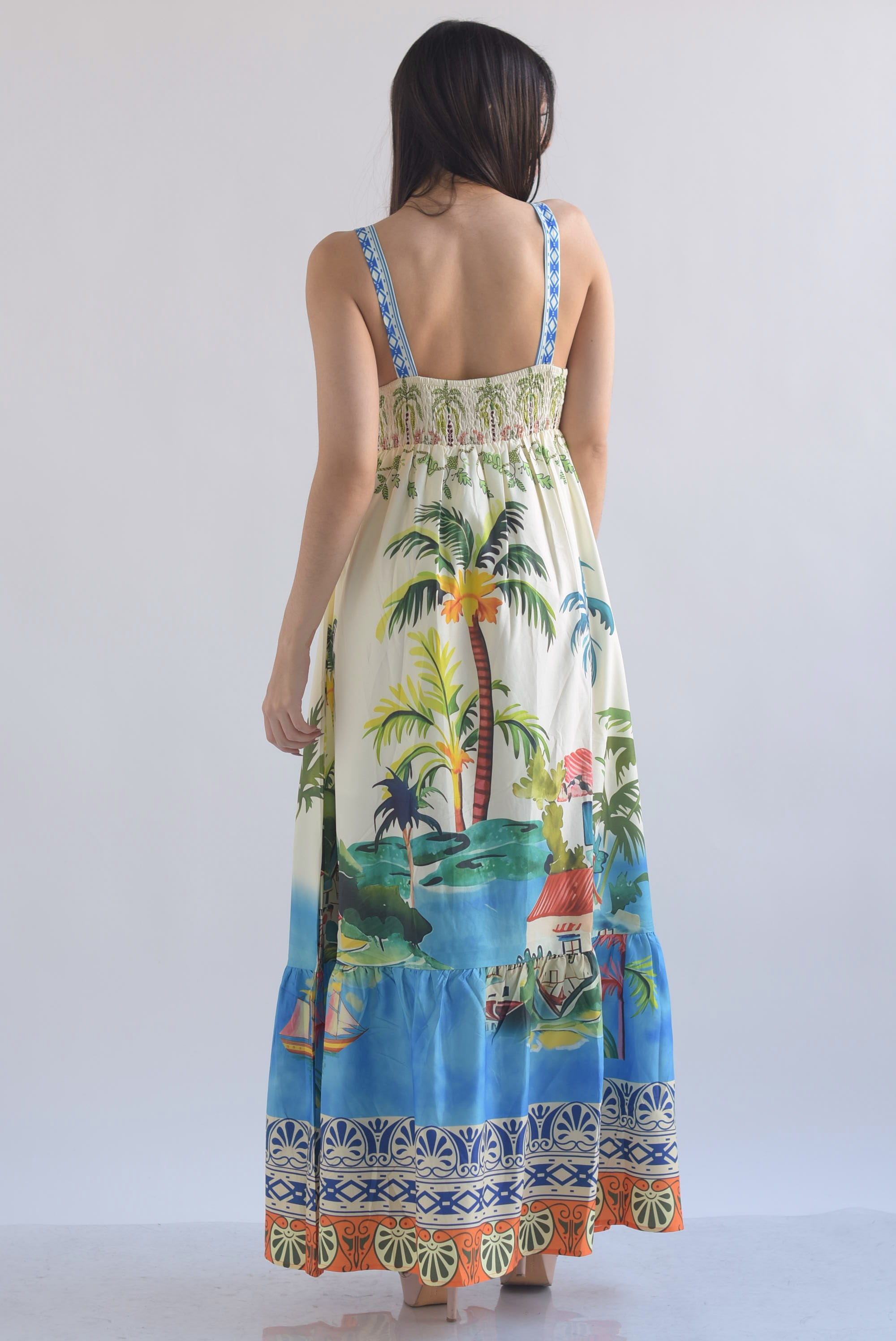 Vestido Tropical Palmeras tirantes