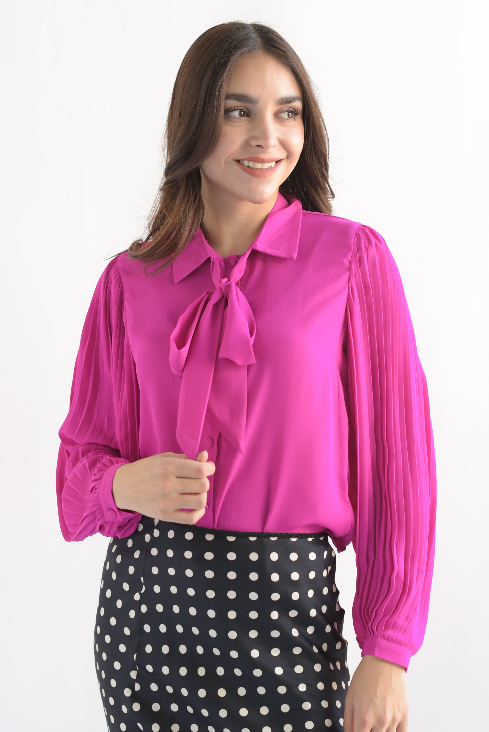 Blusa manga globo plisada Fiusha