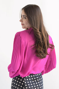 Fashion Styled Blusa manga globo plisada Fiusha