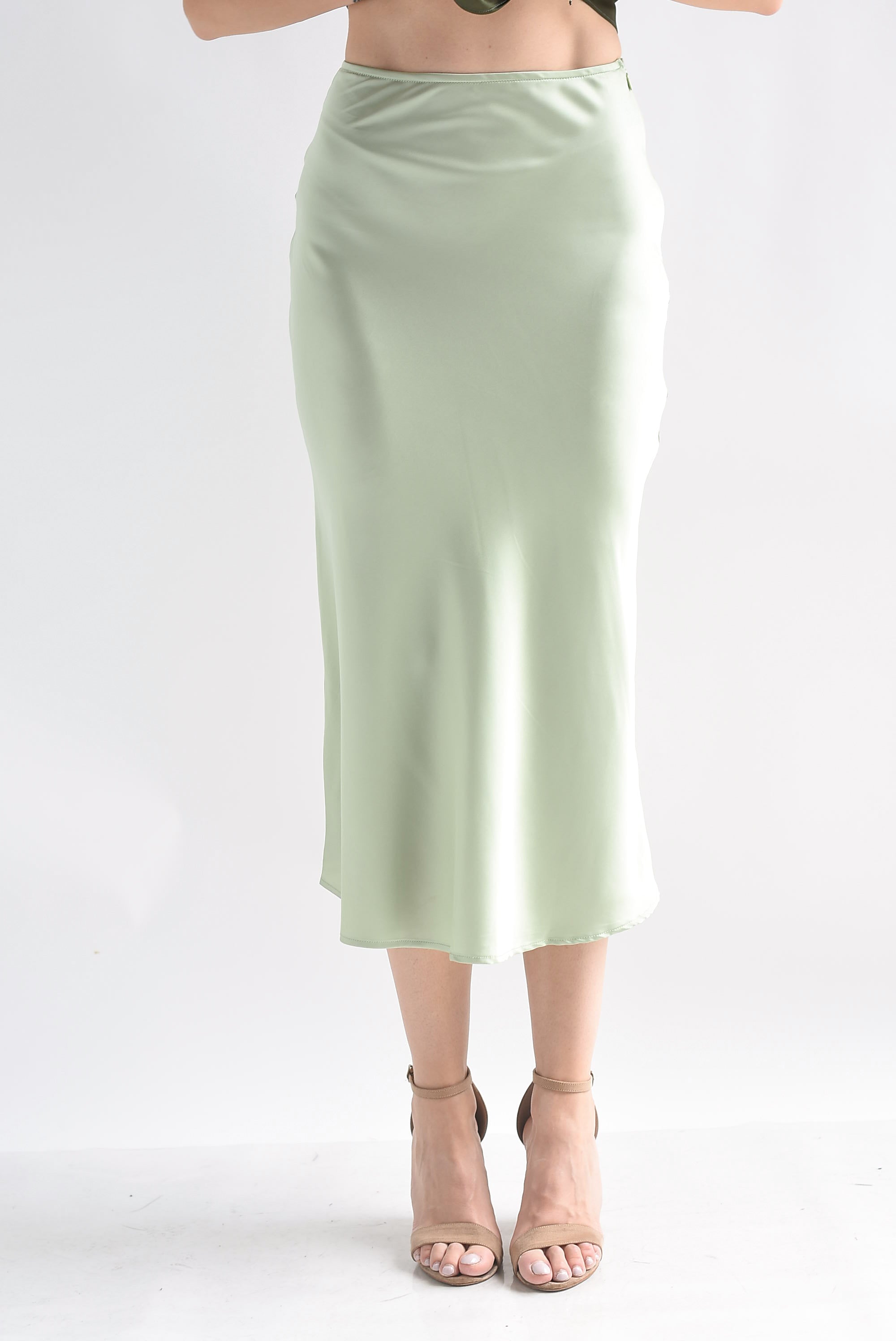 Falda midi lencera satín