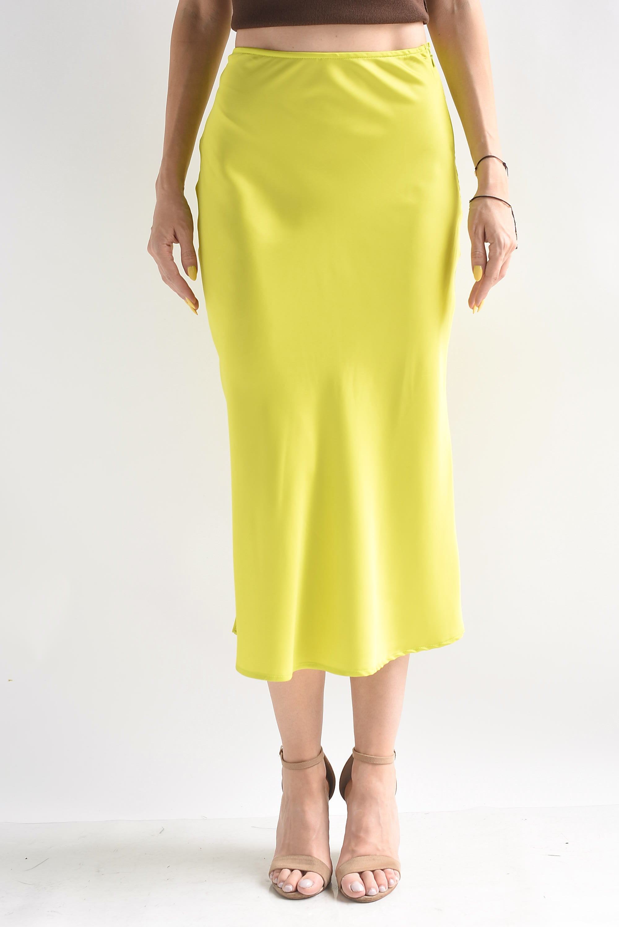 Falda midi lencera satín
