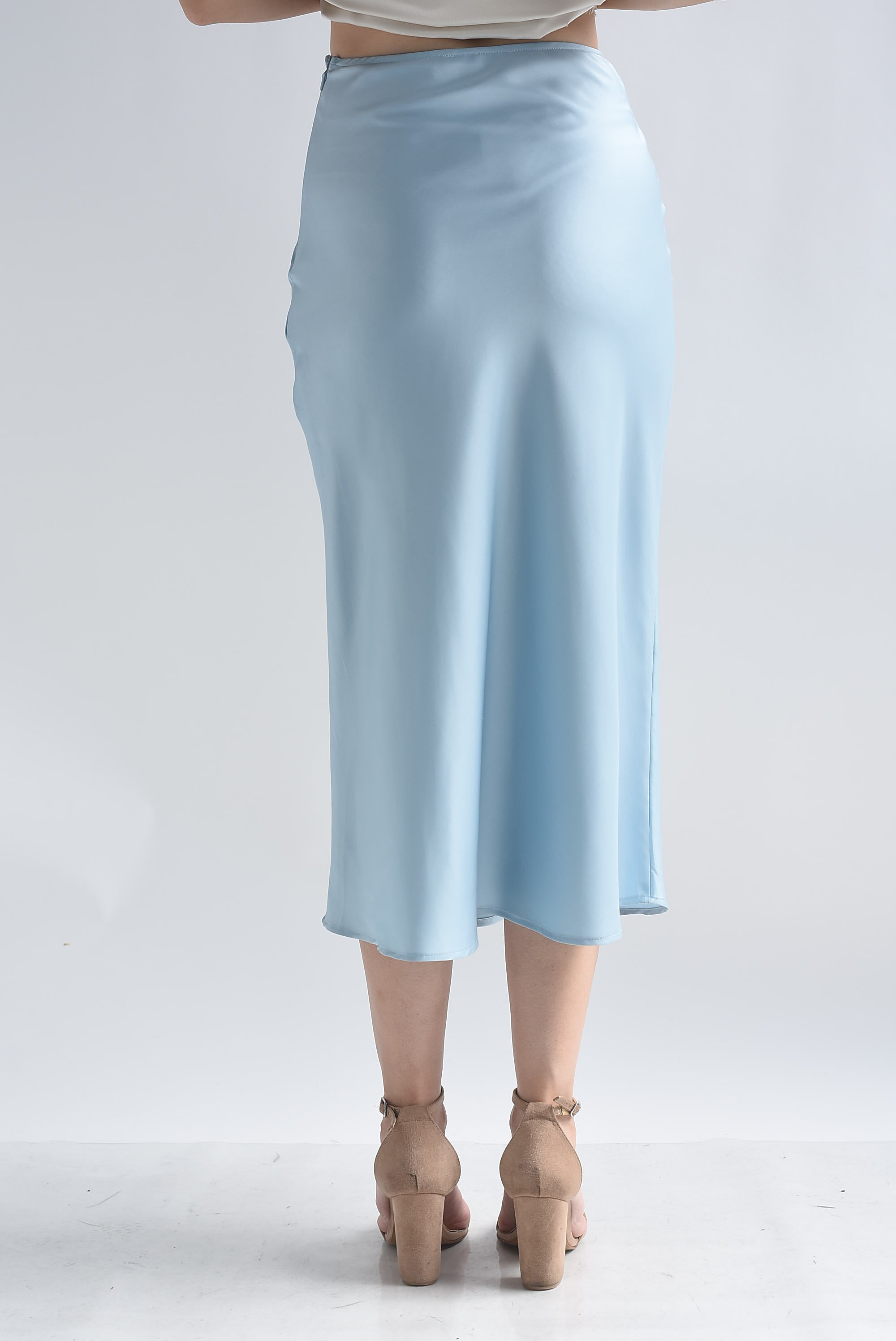 Falda midi lencera satín