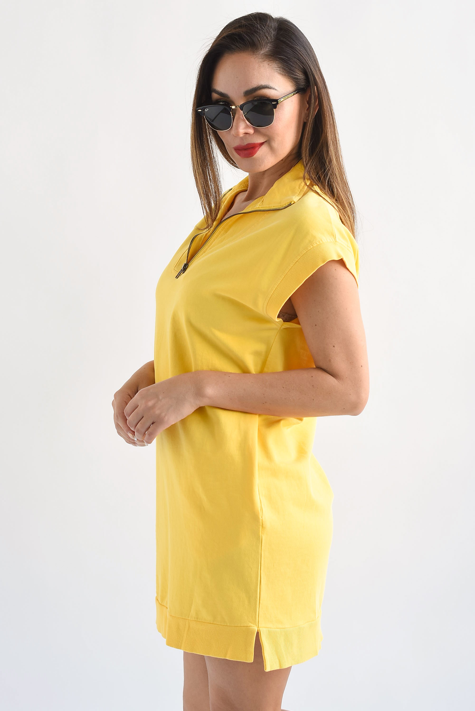 T-Shirt dress cuello cierre Amarillo