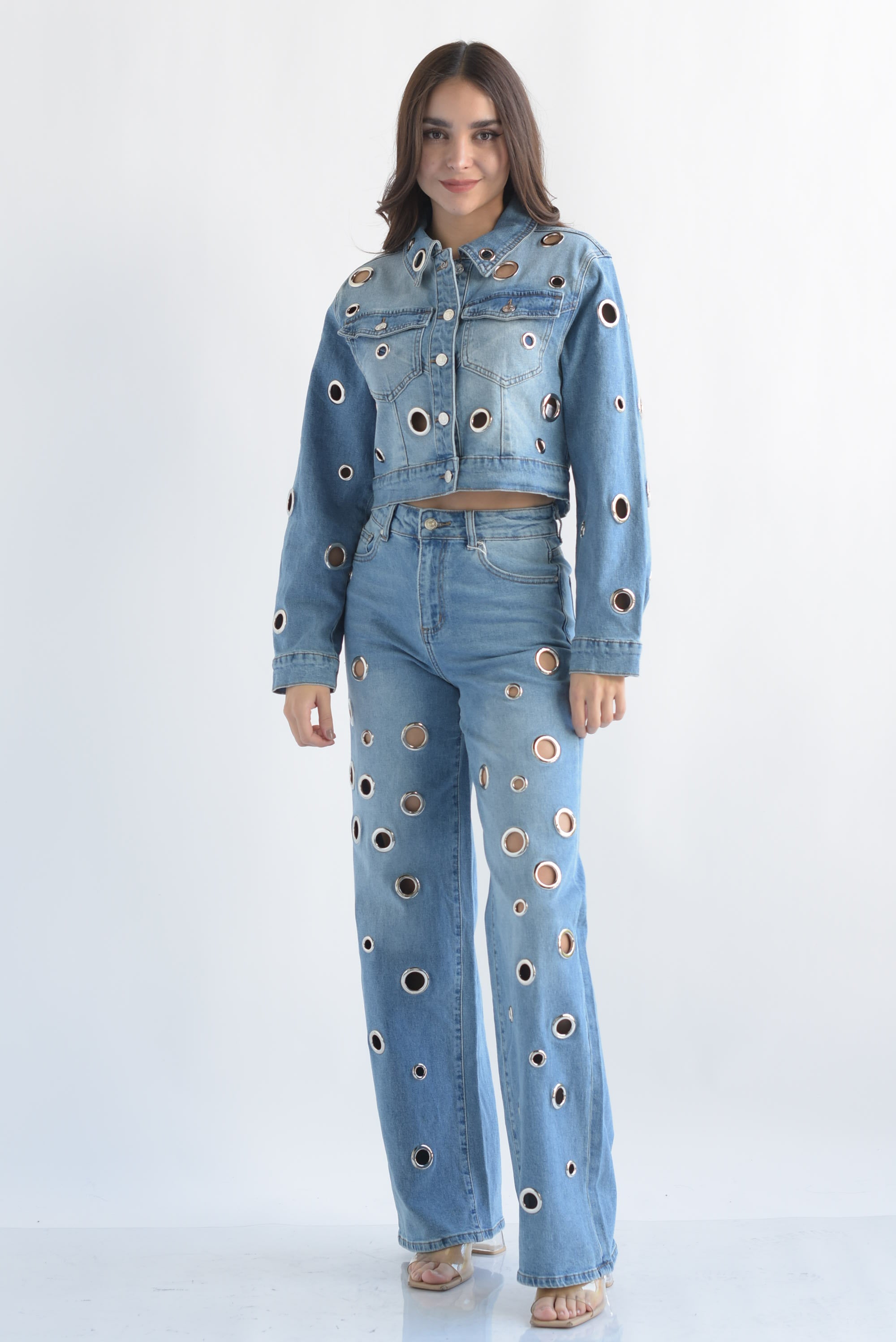 Set Jeans y Chamarra aros plata Denim