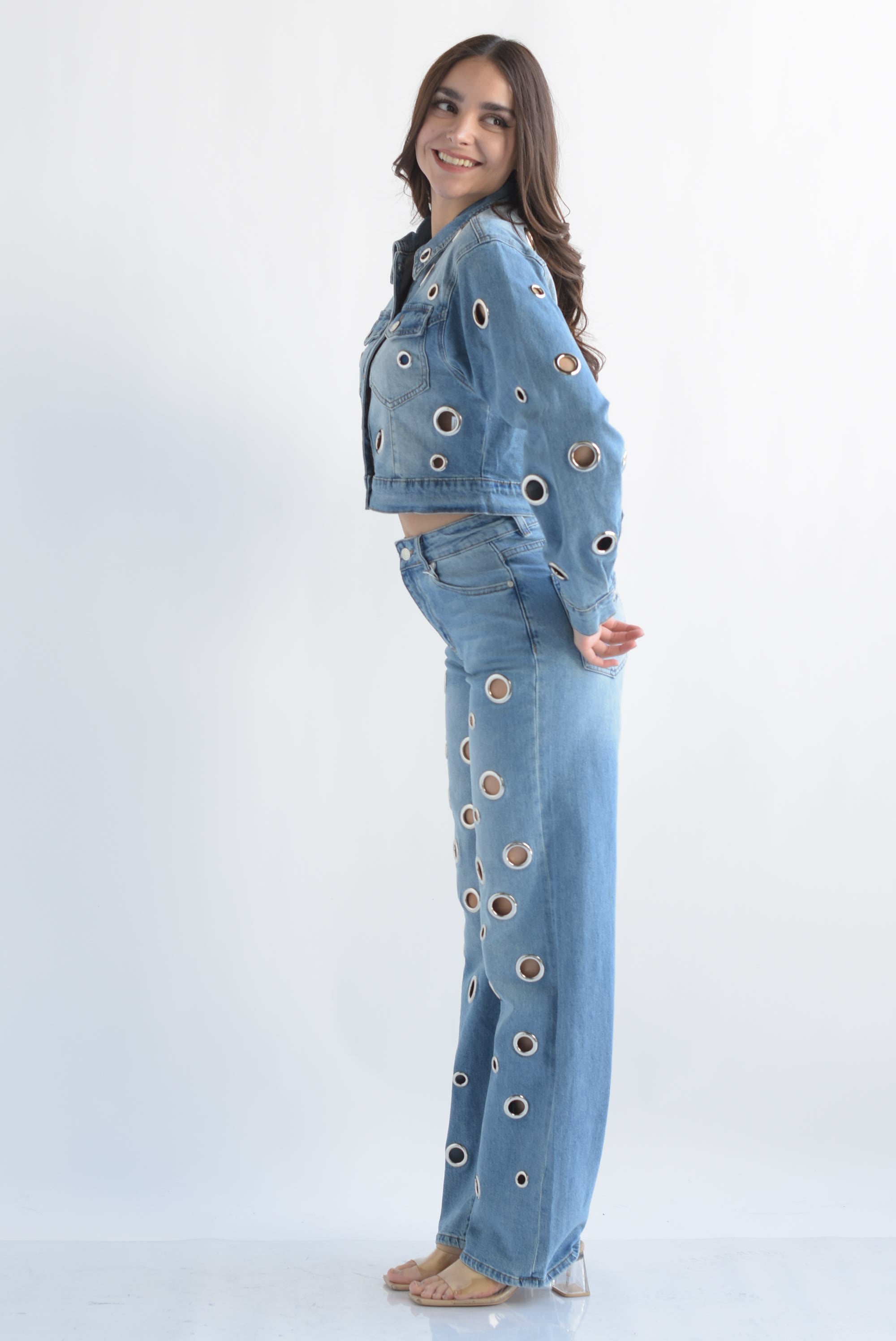 Set Jeans y Chamarra aros plata Denim