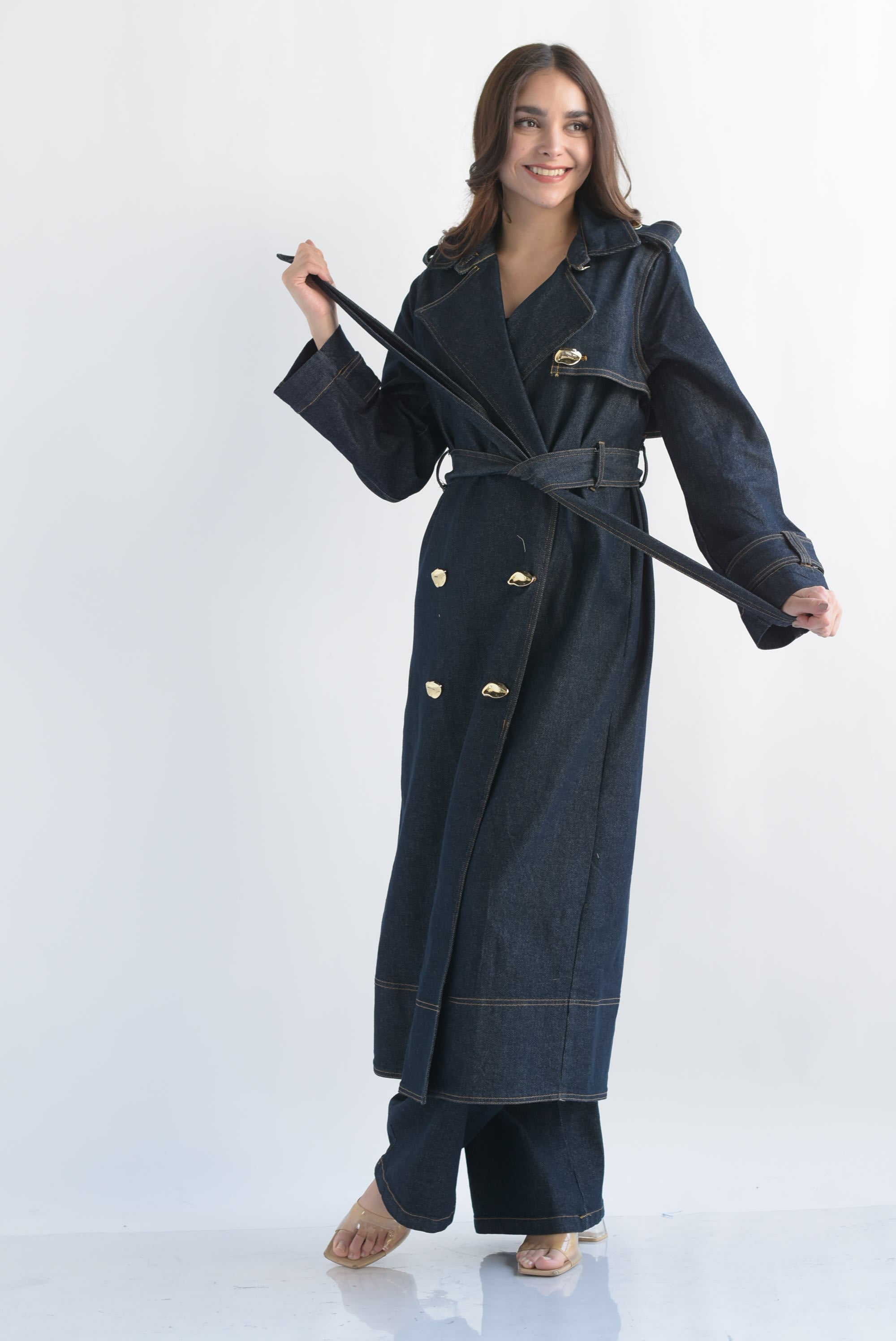 Set Pantalón, Gabardina y Corset Denim Dark