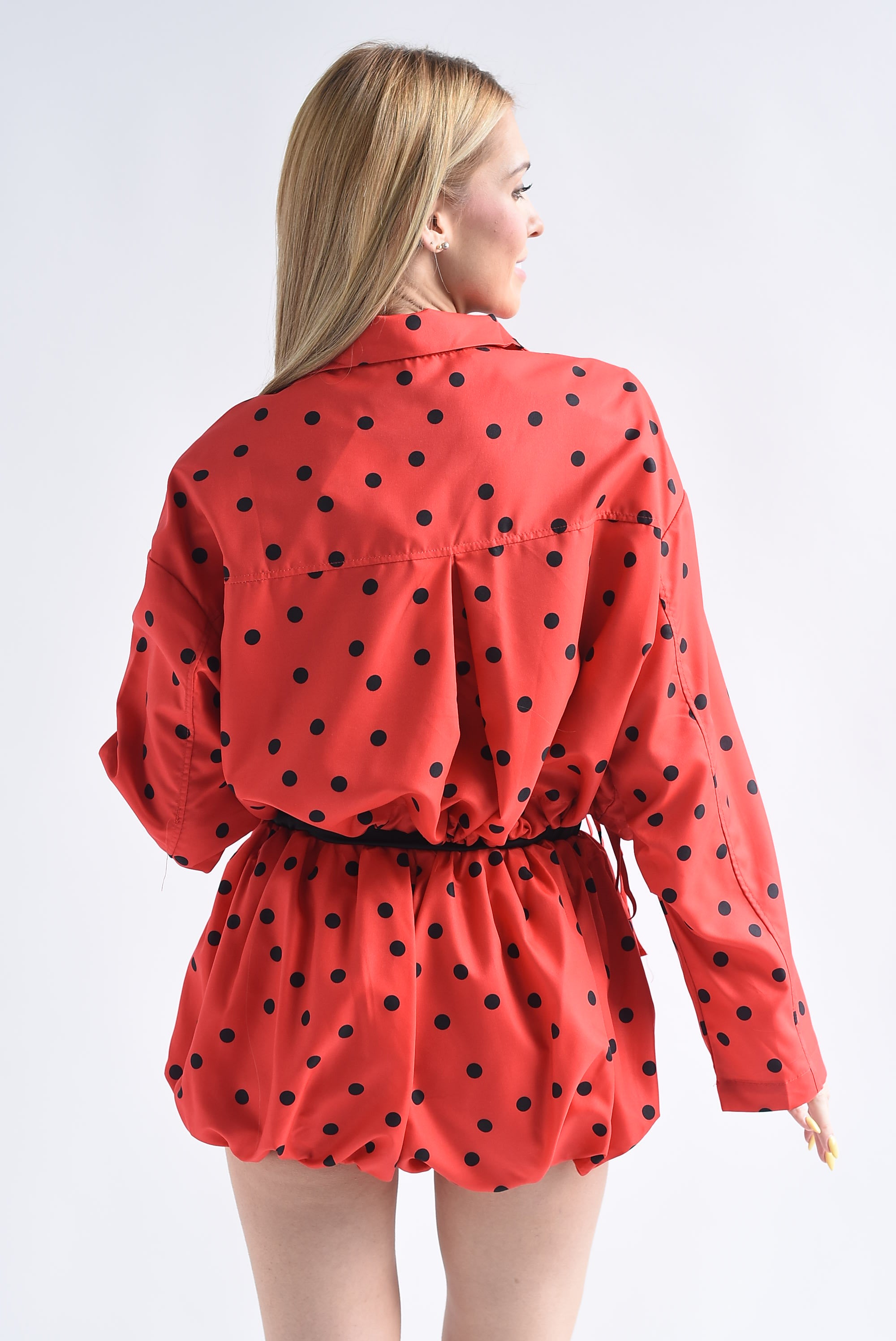 Set Short globo y Chamarra jareta polka dots